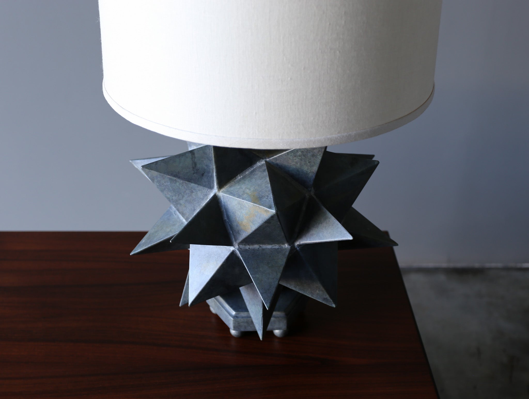 Sculptural Patinated Metal Table Lamp, c.1975