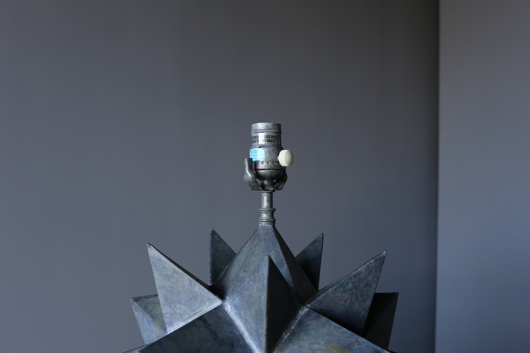 Sculptural Patinated Metal Table Lamp, c.1975