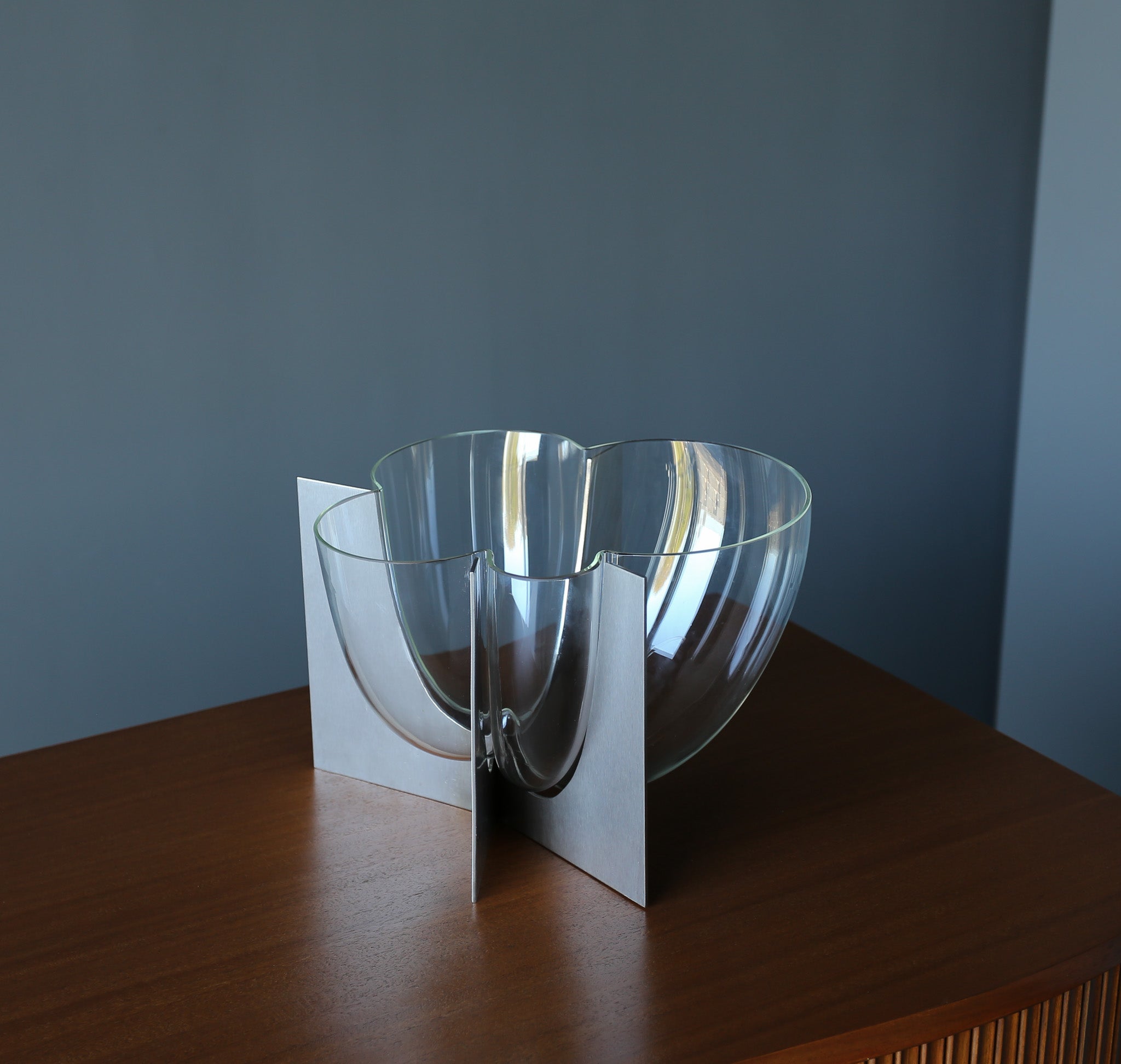 = SOLD = Carlo Nason Glass & Steel Vase for A.V. Mazzega, Italy, c.1969
