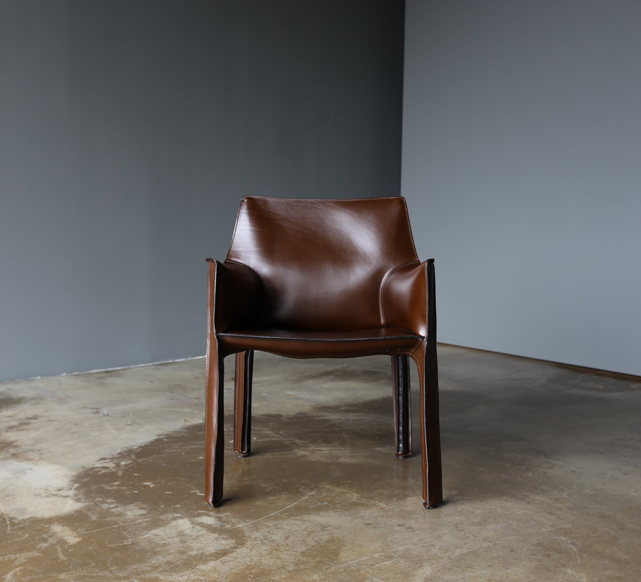 Mario Bellini Brown Leather "Cab" Chairs for Cassina
