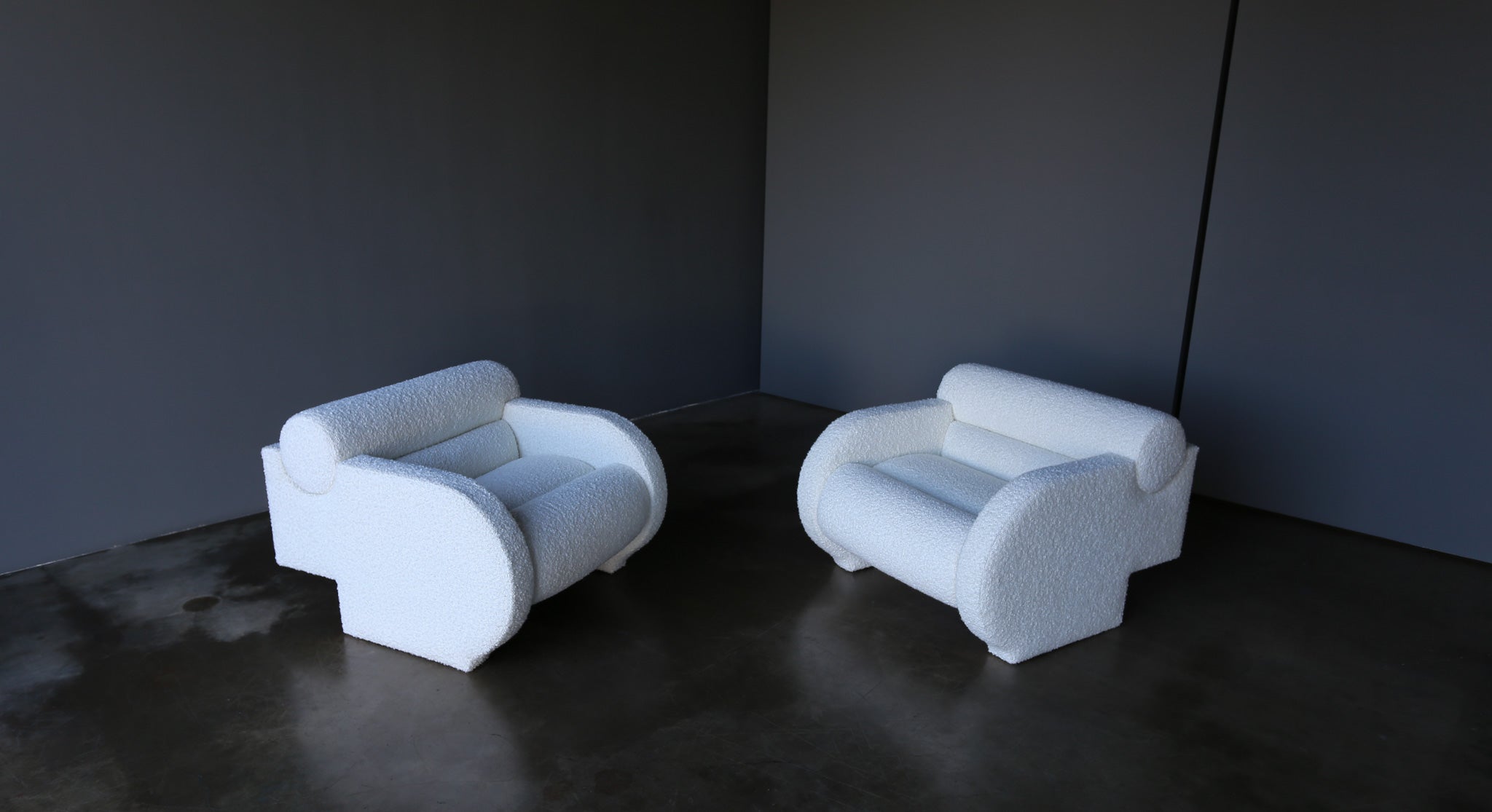 = SOLD = Vladimir Kagan Postmodern Roll-Back Lounge Chairs for Directional, USA, 1985