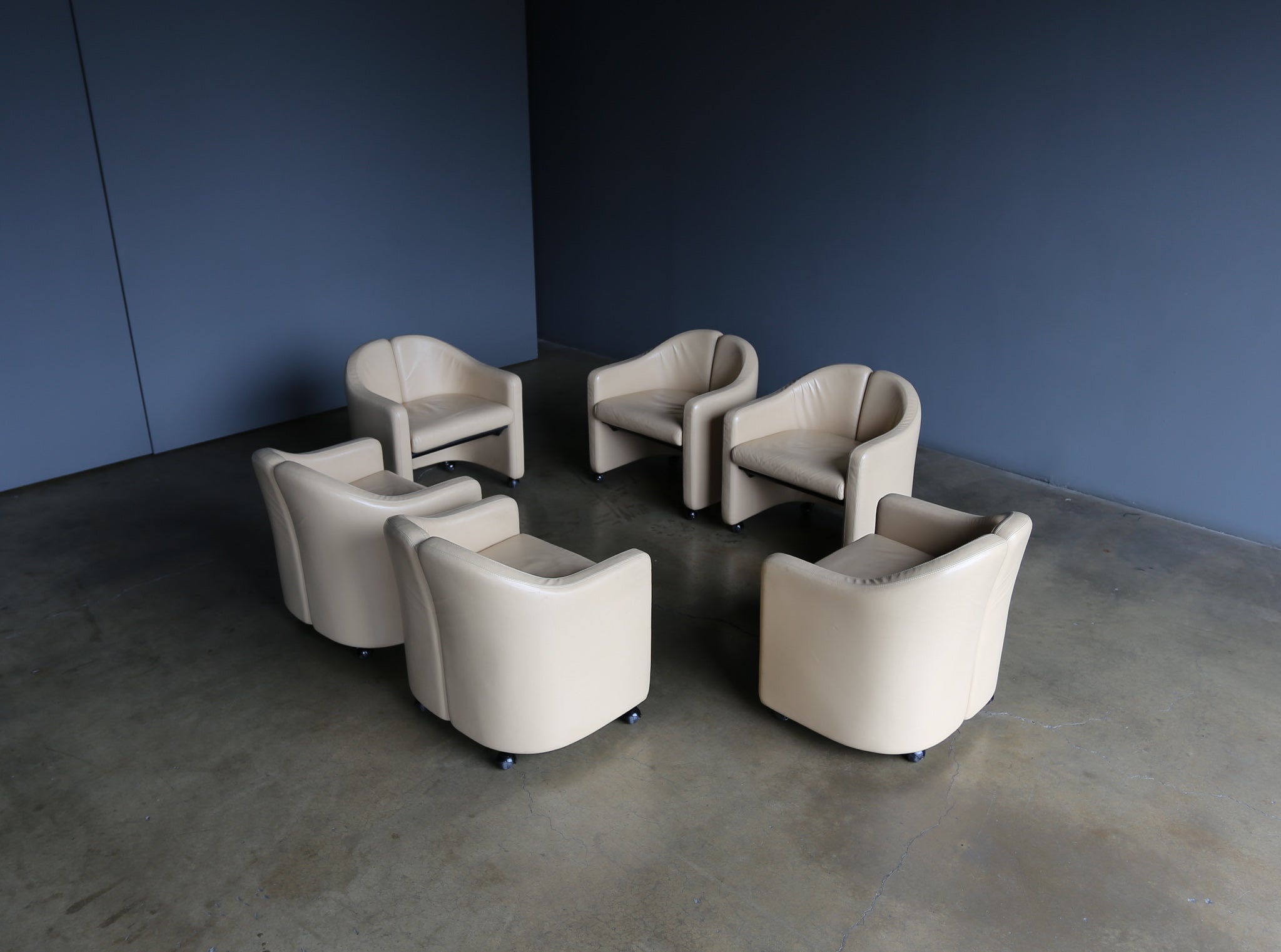 = SOLD = Eugenio Gerli PS142 Leather Split Back Chairs for Tecno, Italy, circa 1975