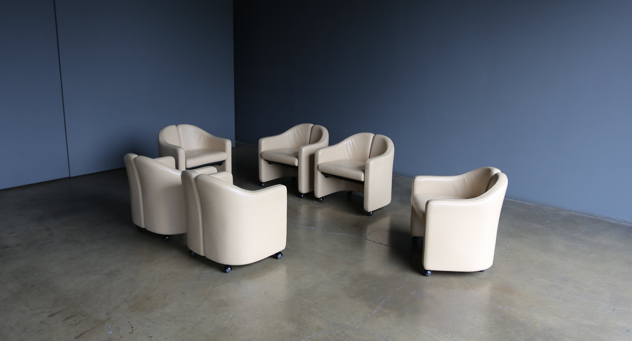 = SOLD = Eugenio Gerli PS142 Leather Split Back Chairs for Tecno, Italy, circa 1975