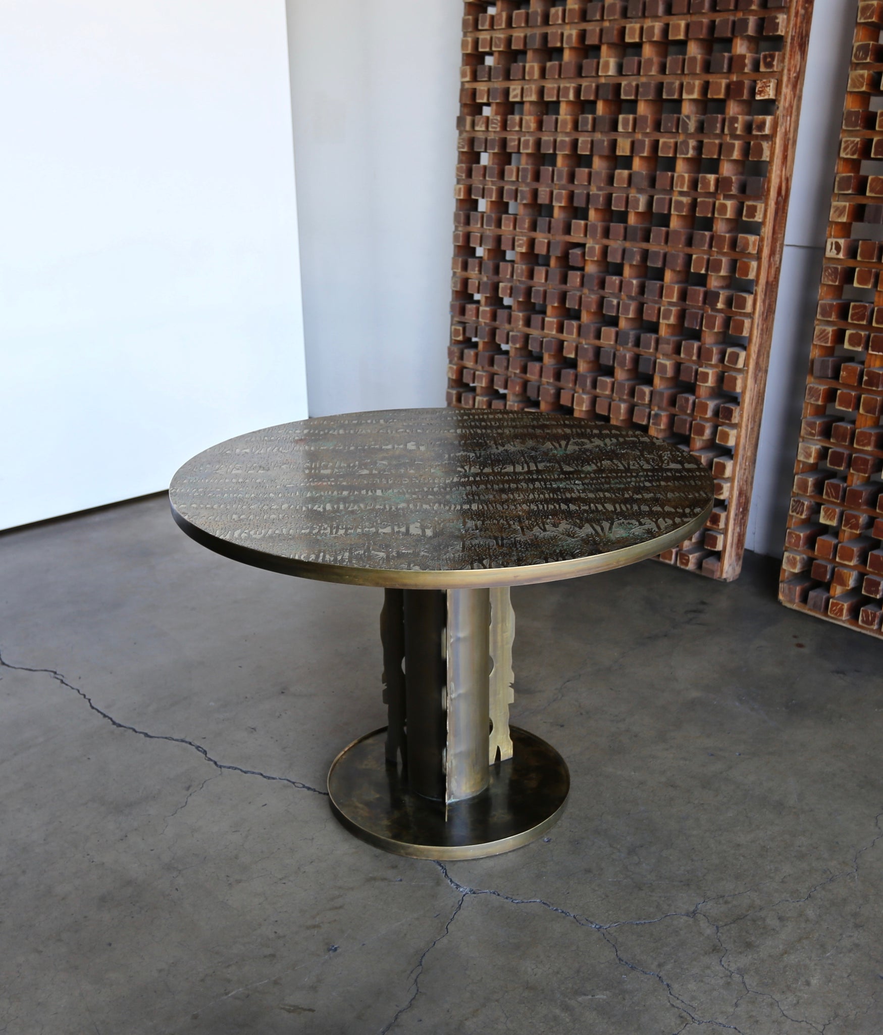 = SOLD = Philip and Kelvin LaVerne Eternal Forest Center Table circa 1969