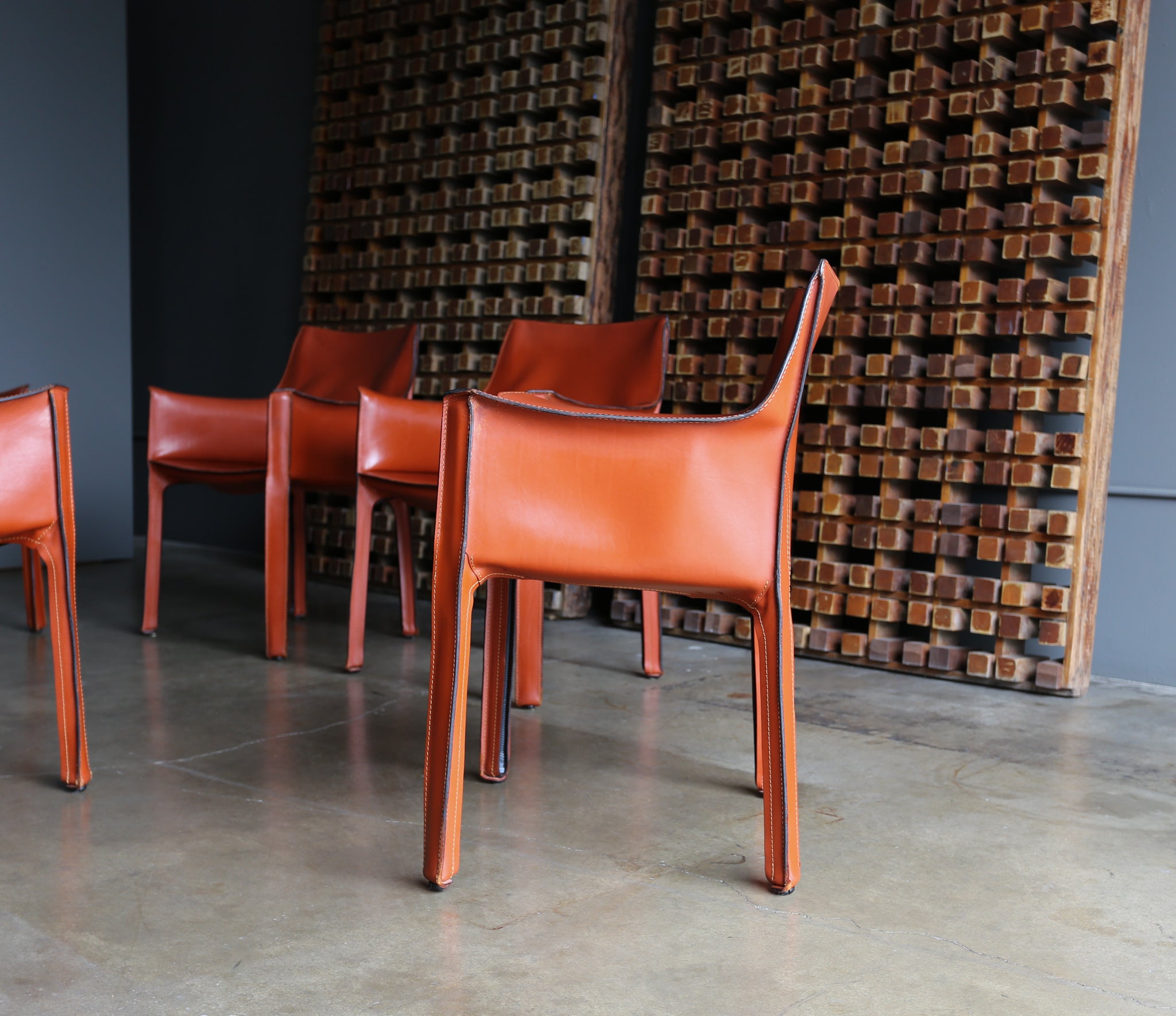 = SOLD = Mario Bellini Leather "Cab" Chairs for Cassina, circa 1985