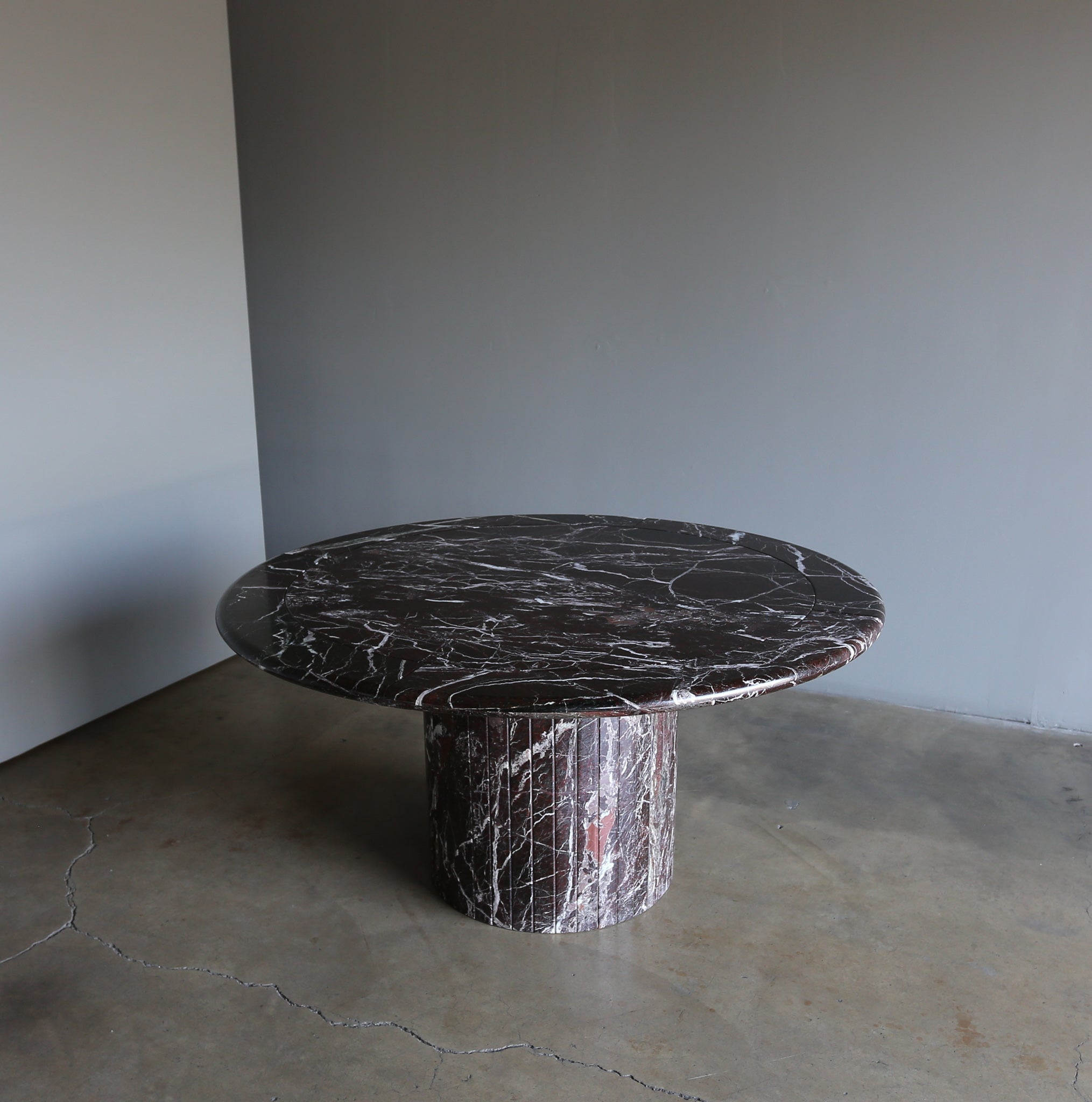 = SOLD = Italian Rosso Levanto Modernist Marble Centre Table, circa 1980