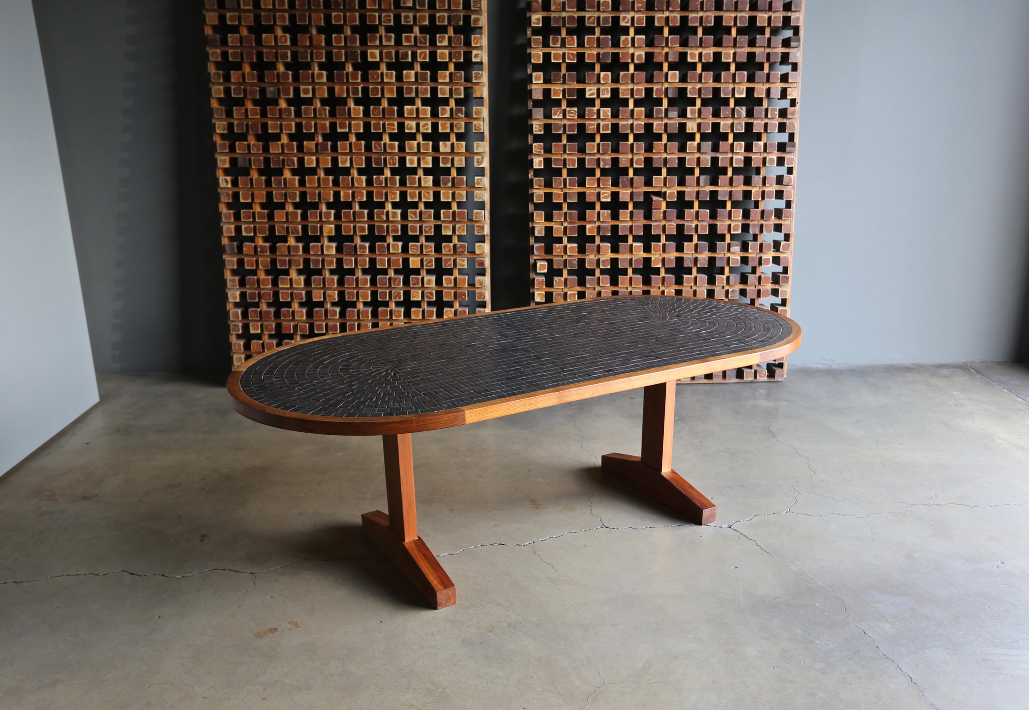 = SOLD = Gordon and Jane Martz Tile Top Dining / Game Table circa 1960