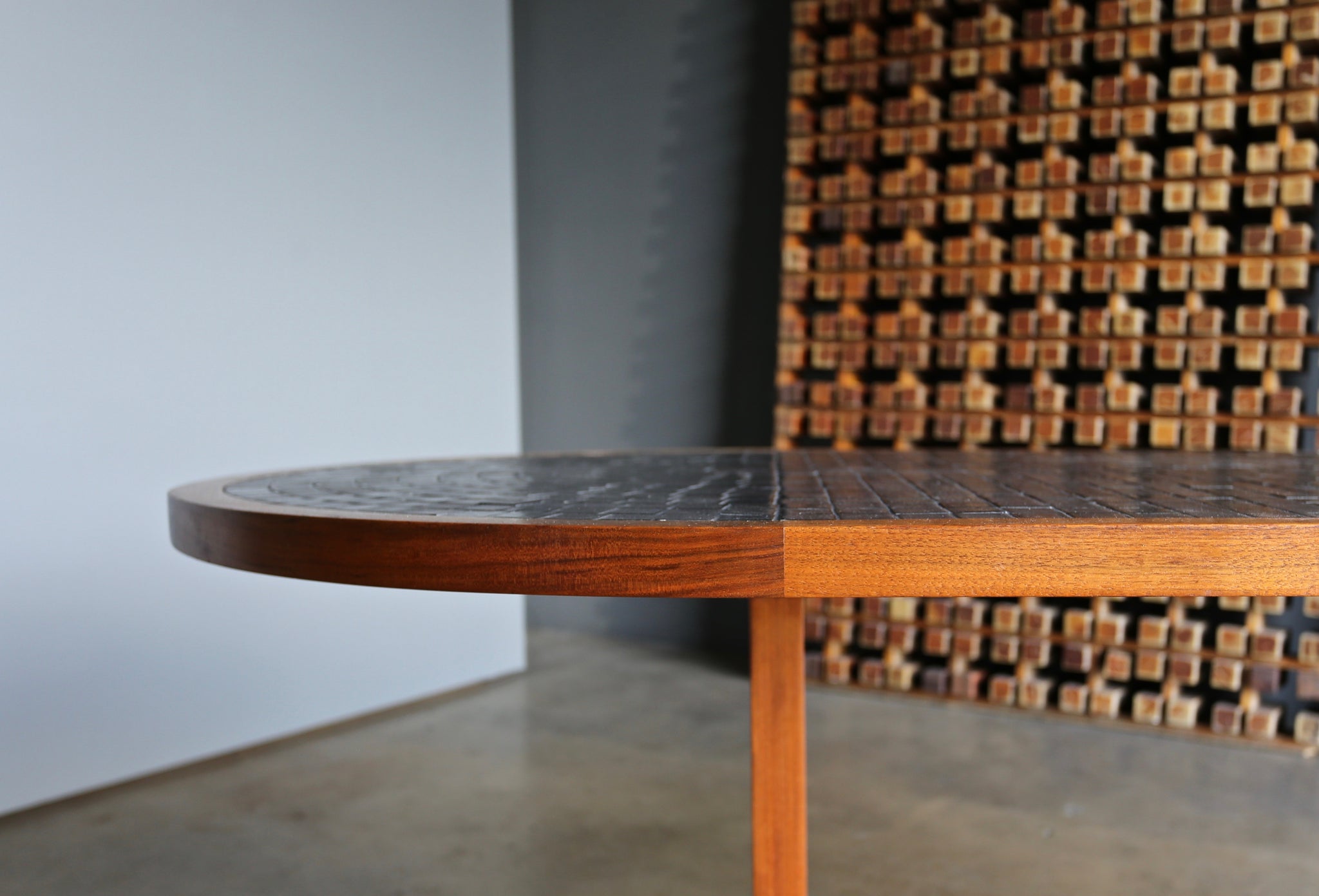 = SOLD = Gordon and Jane Martz Tile Top Dining / Game Table circa 1960