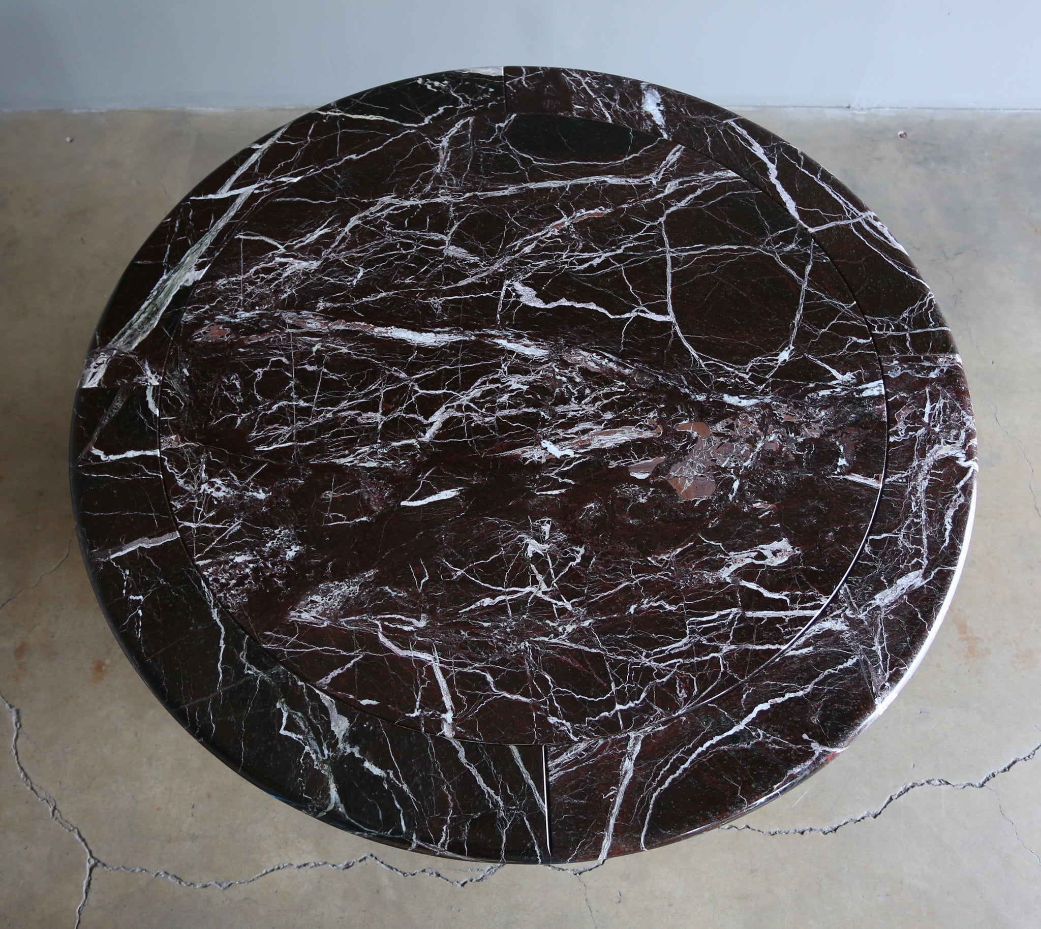 = SOLD = Italian Rosso Levanto Modernist Marble Centre Table, circa 1980
