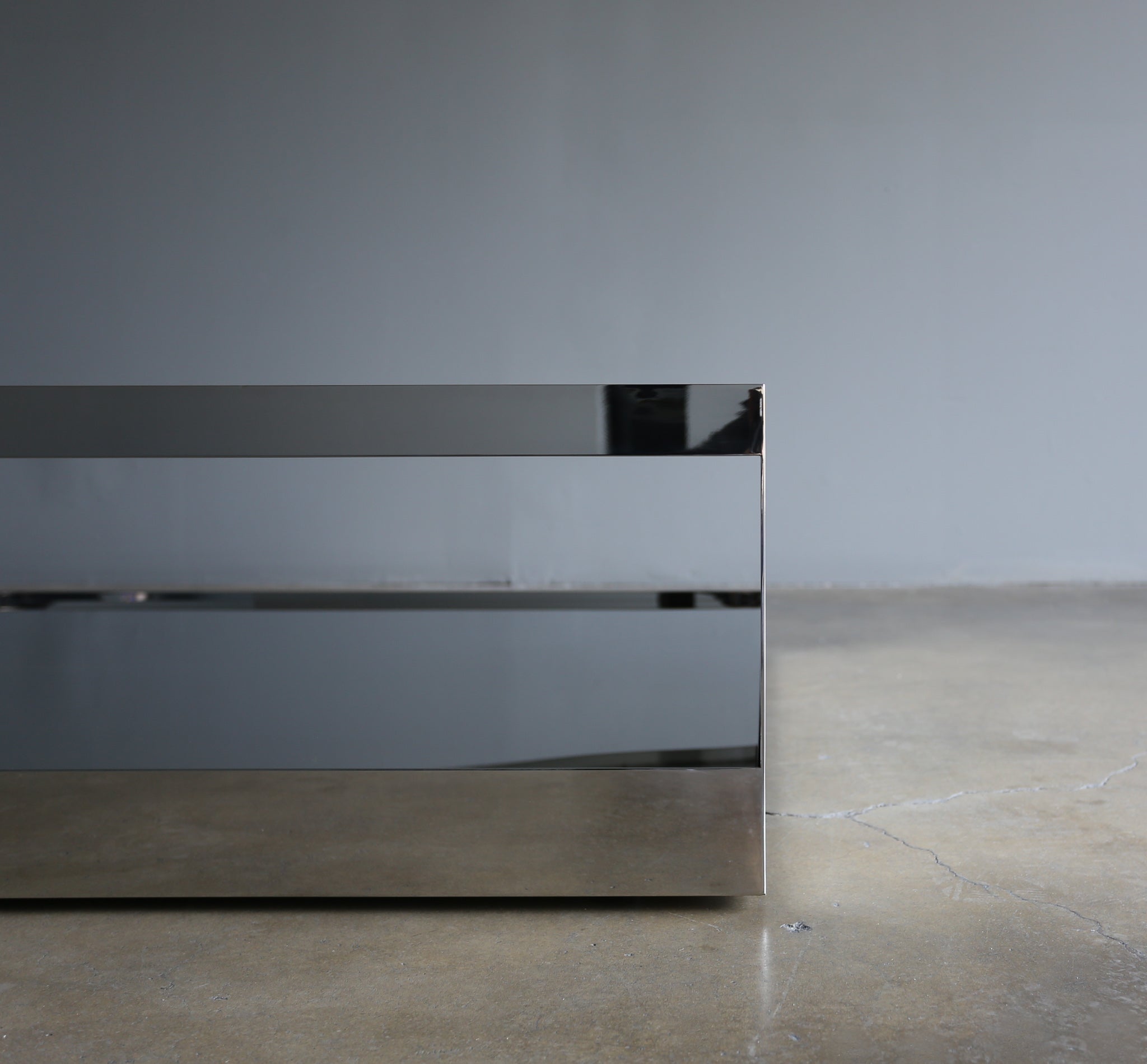 = SOLD = Joe D'urso Polished Stainless Steel Coffee Table for Knoll, circa 1981