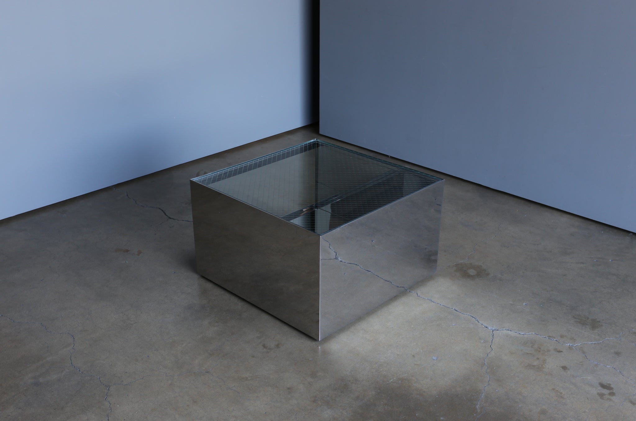 = SOLD = Joe D'urso Polished Stainless Steel Table for Knoll, circa 1981