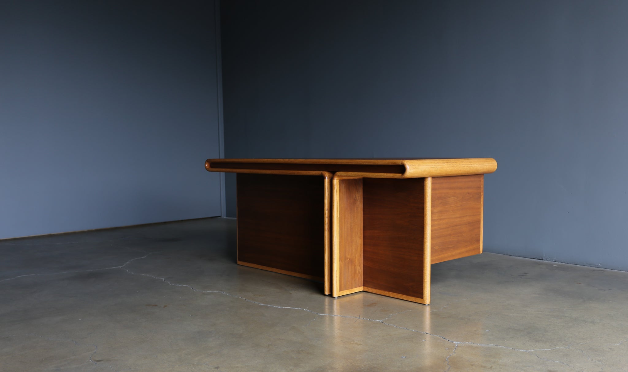 = SOLD = Generation 80 Handcrafted Oak & Walnut Desk, circa 1980