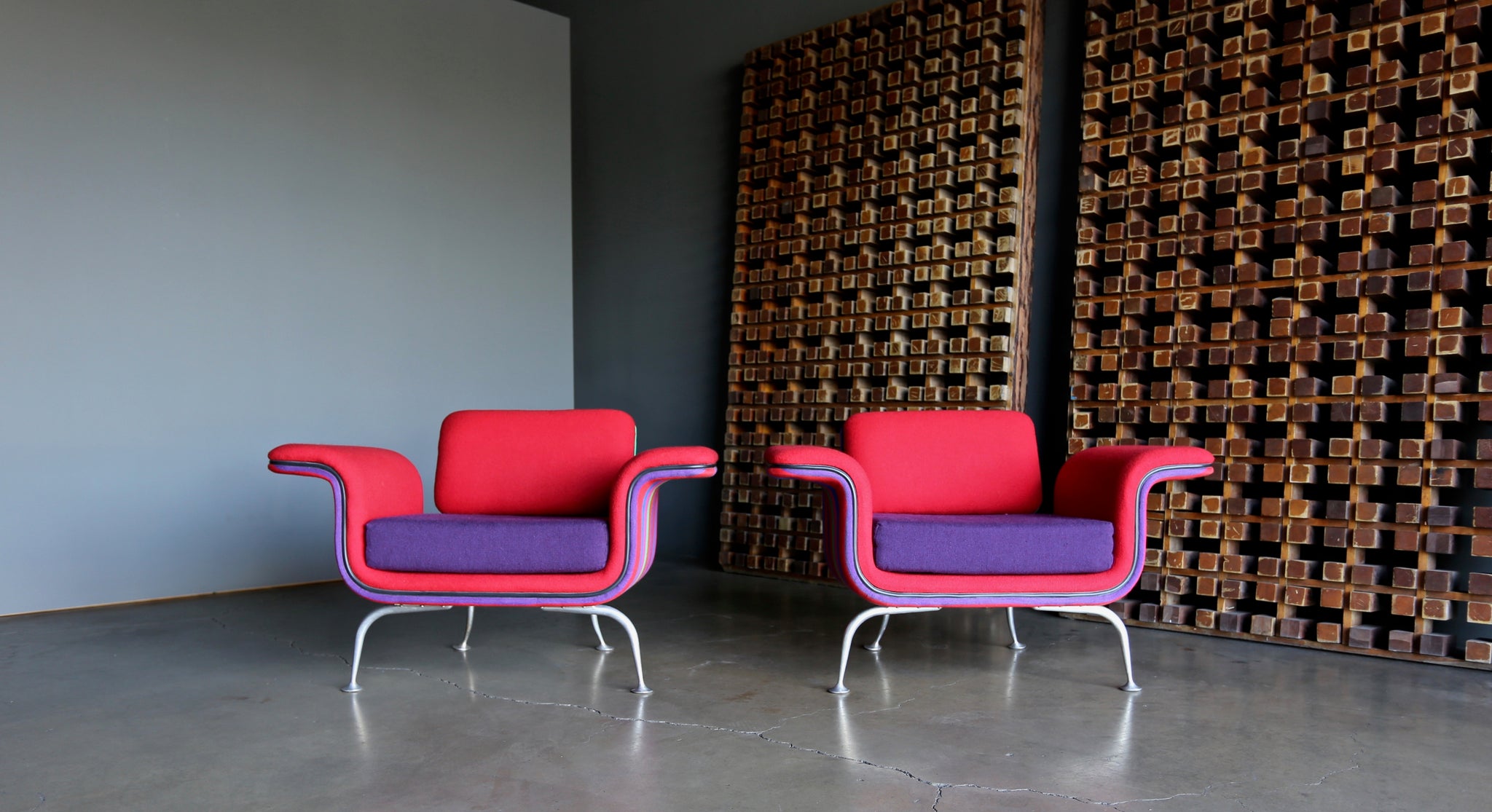 = SOLD = Alexander Girard Lounge Chairs, model 66301 for Herman Miller circa 1967