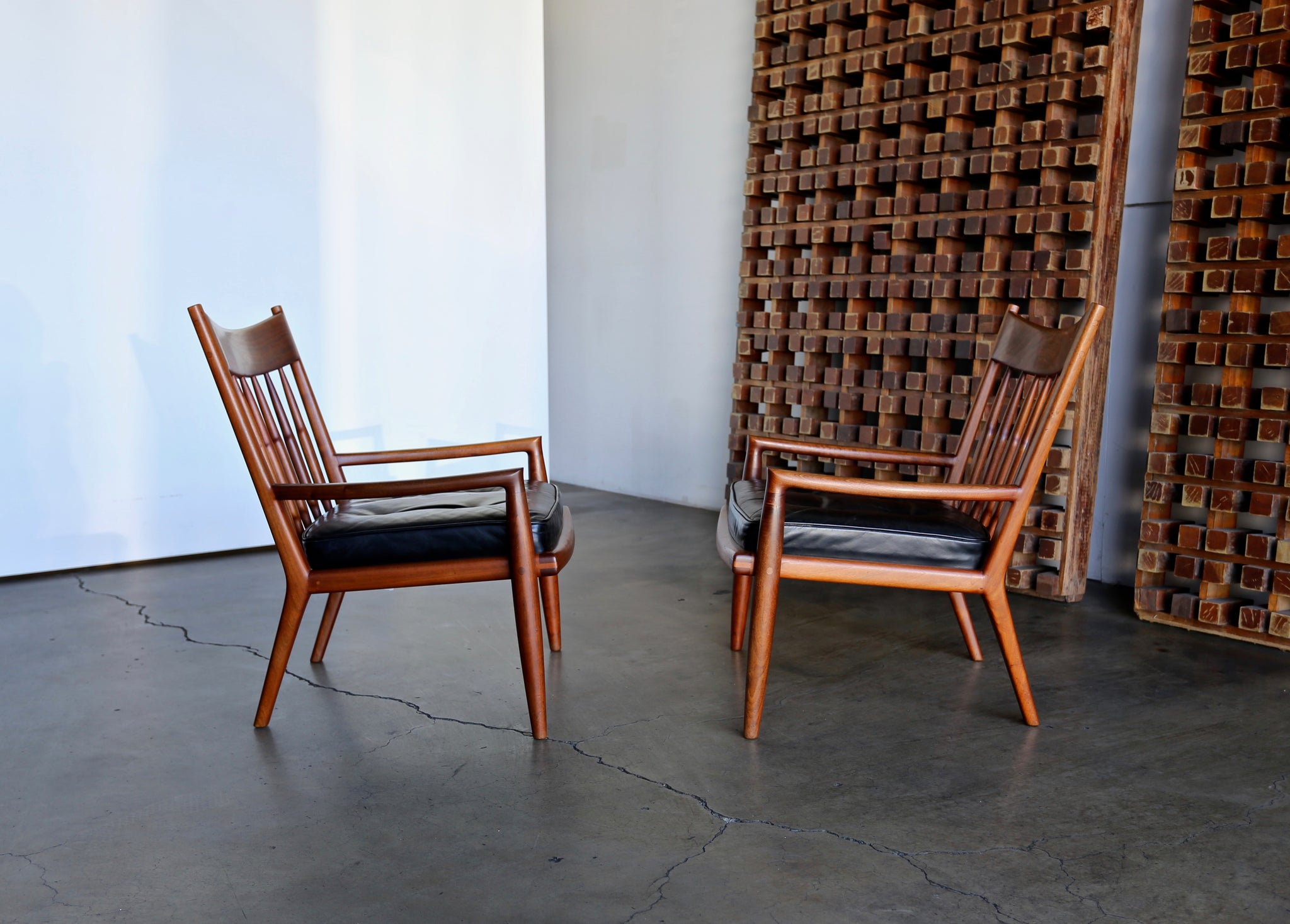 = SOLD = John Nyquist Handcrafted Walnut Lounge Chairs circa 1970