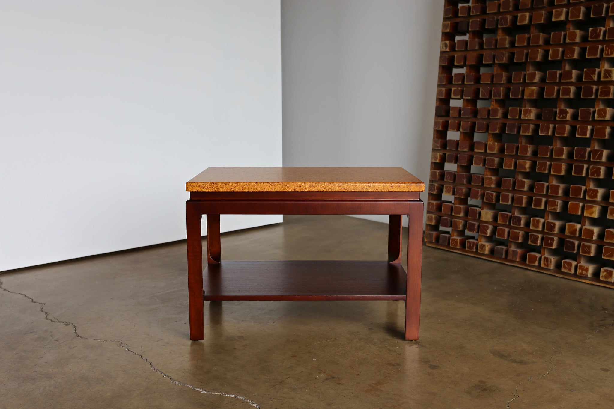 = SOLD = Paul Frankl Cork Top End Tables for Johnson Furniture circa 1950