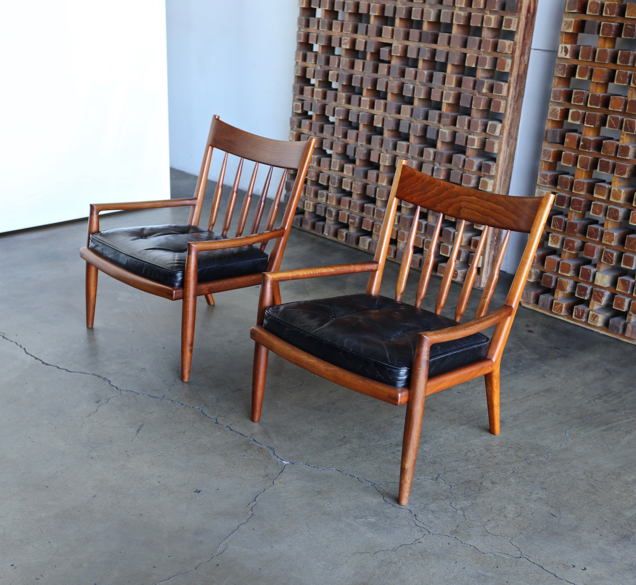 = SOLD = John Nyquist Handcrafted Walnut Lounge Chairs circa 1970