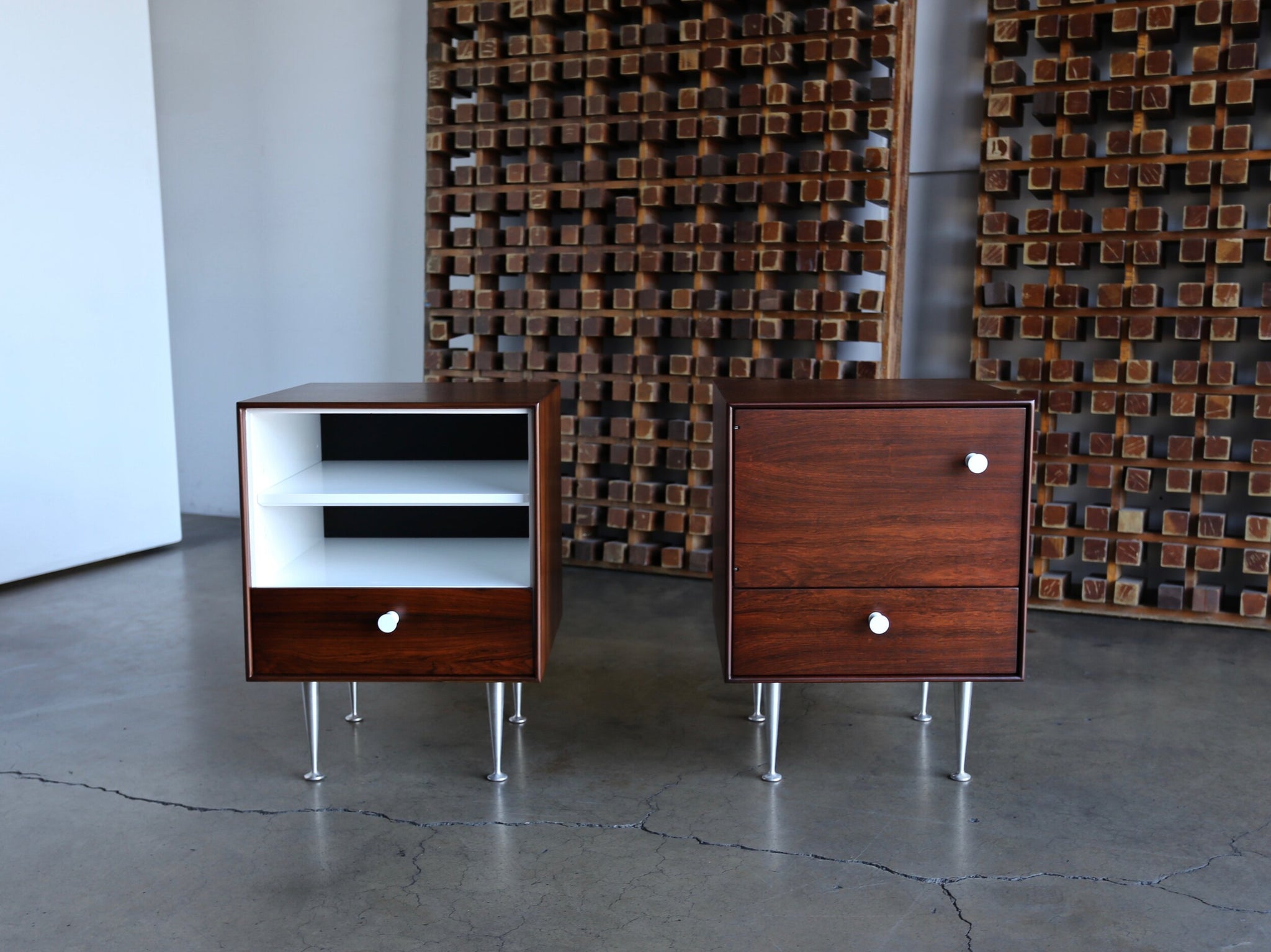 = SOLD = George Nelson Thin Edge Rosewood Nightstands for Herman Miller, circa 1952