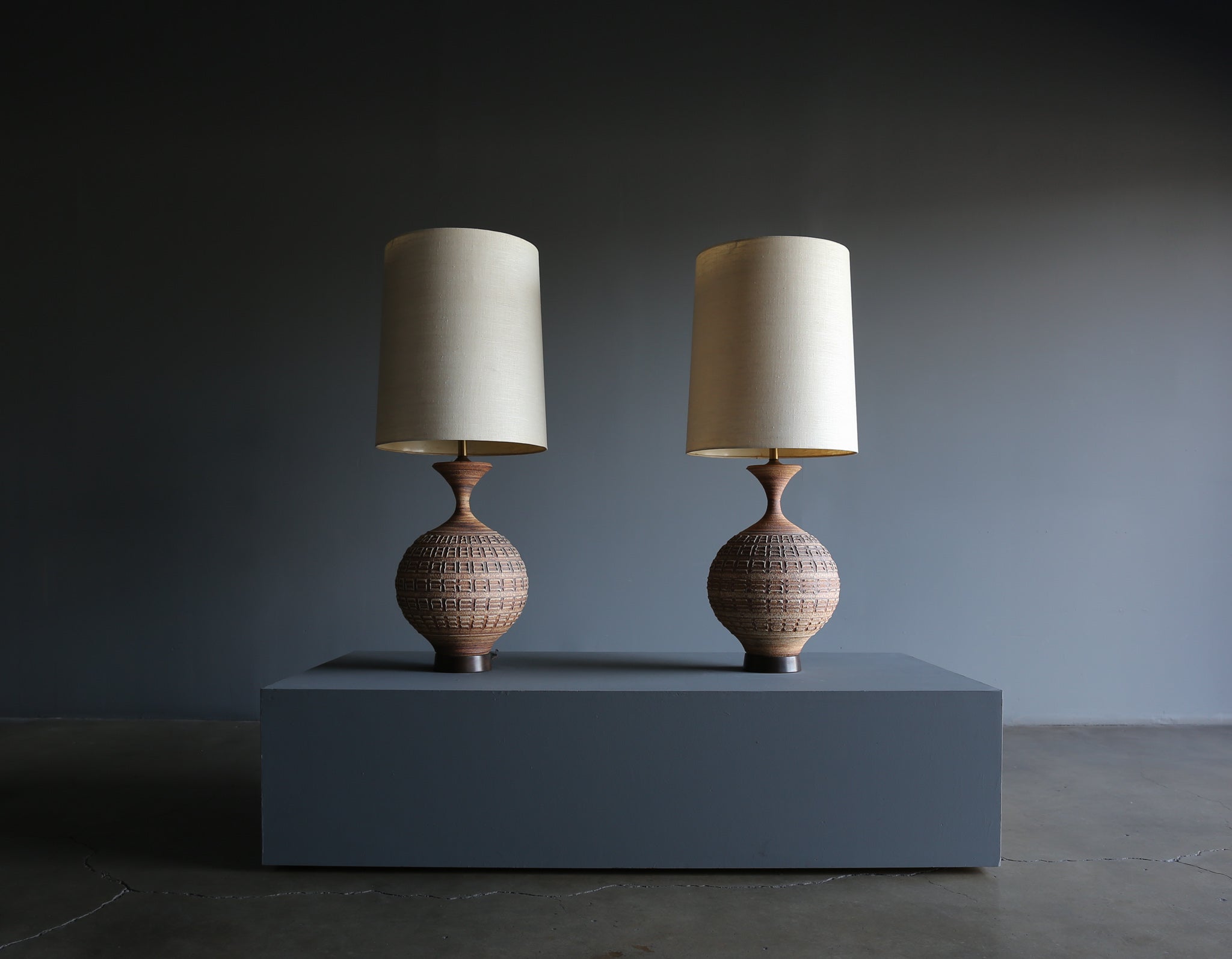 Bob Kinzie Large Scale " O Series " Ceramic Table Lamps, circa 1965