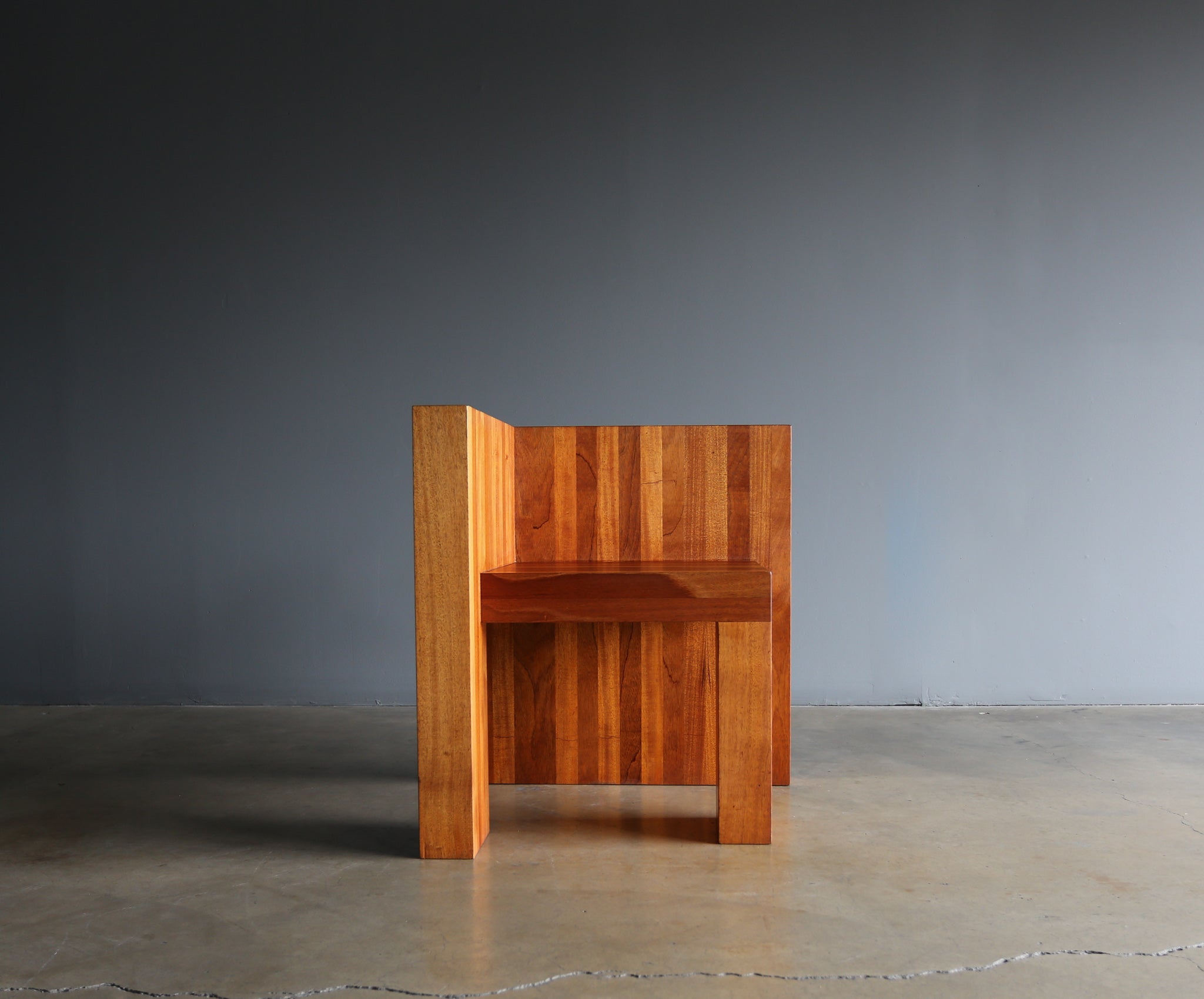 = SOLD = Handcrafted Solid Mahogany Modernist Occasional Chair, circa 1980