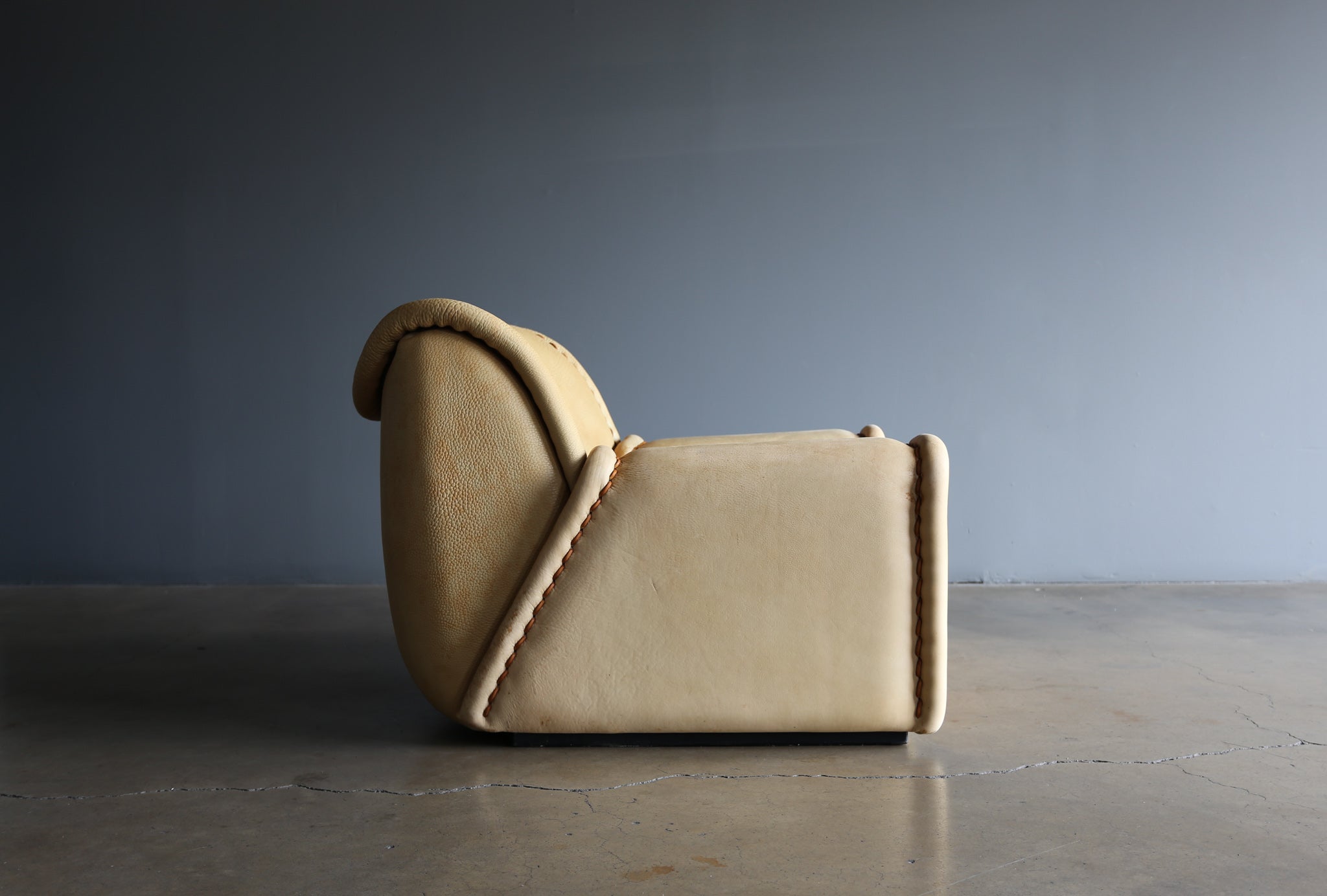 = SOLD = Ernst Lüthy "Sitting Bull" Lounge Chair and Ottoman for De Sede, 1982