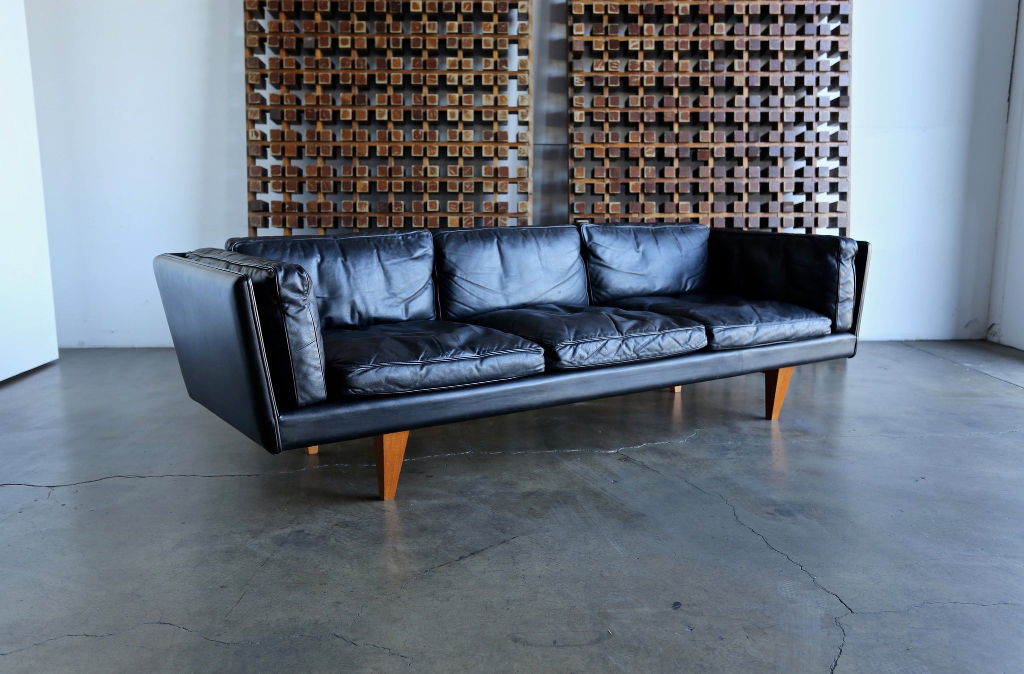= SOLD = Original Black Leather Sofa by Illum Wikkelsø
