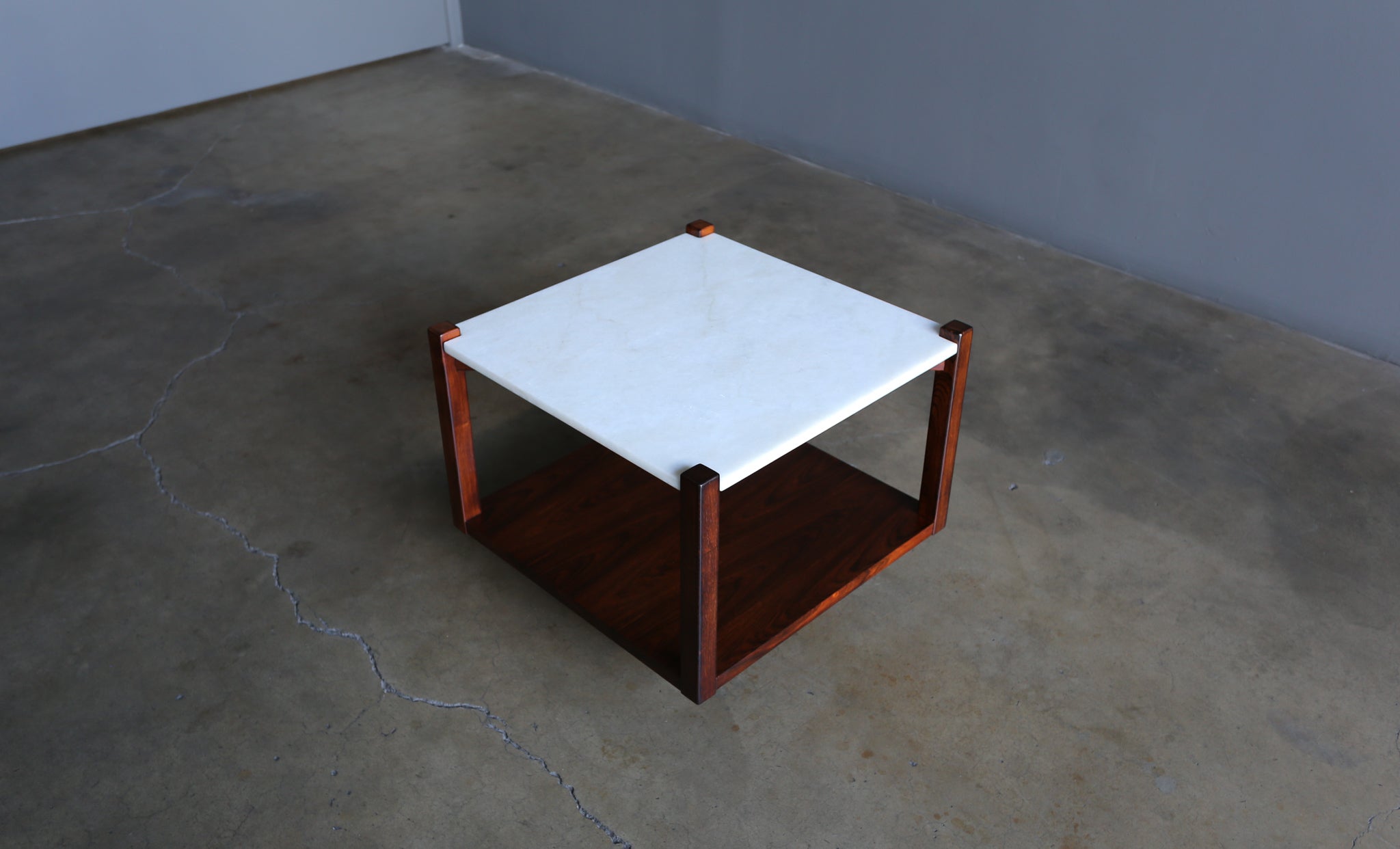 = SOLD = M.L. Magalhães Brazil Rosewood & Marble Side Tables, circa 1960