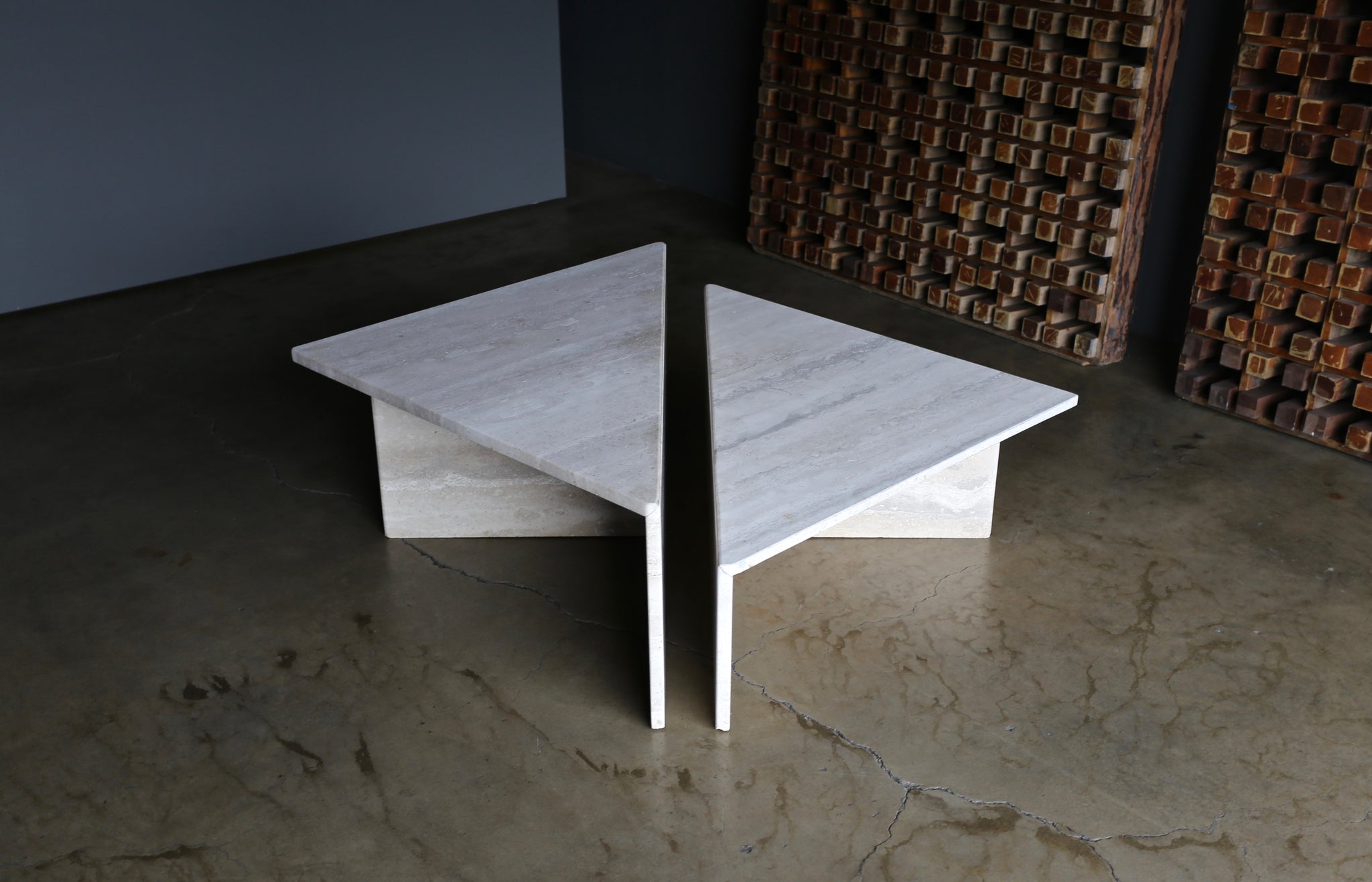 = SOLD = Tiered Two-Piece Travertine Coffee Table, circa 1980