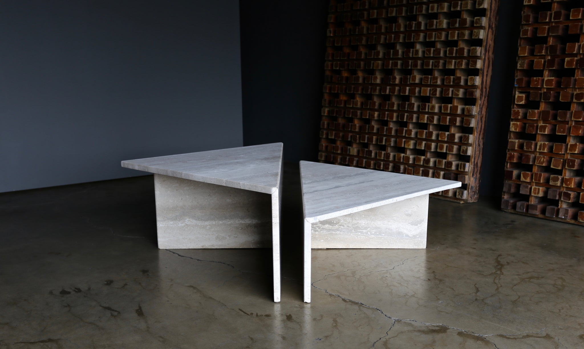 = SOLD = Tiered Two-Piece Travertine Coffee Table, circa 1980