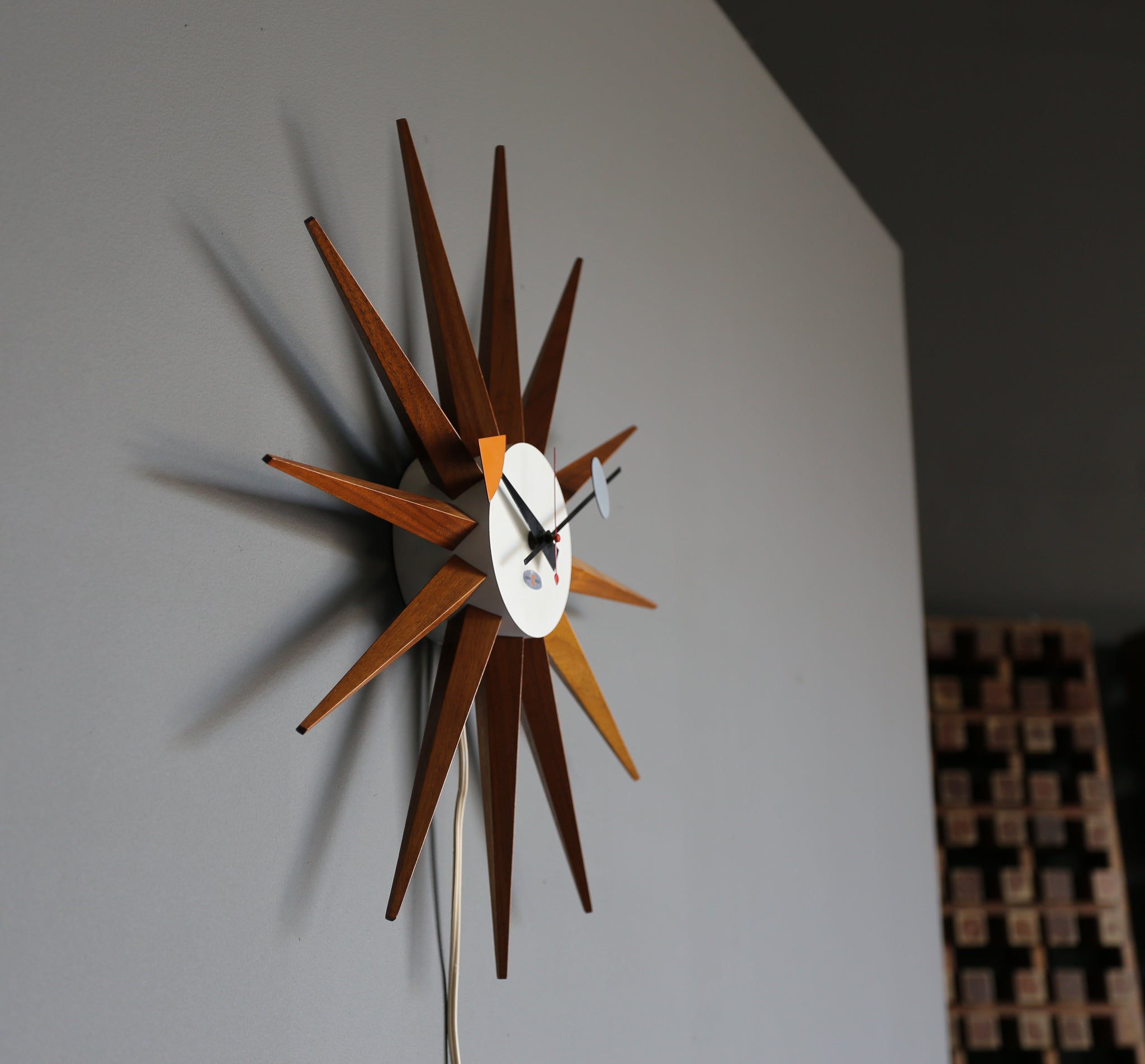 = SOLD = George Nelson & Associates " Spike " Wall Clock, model 2202B circa 1952