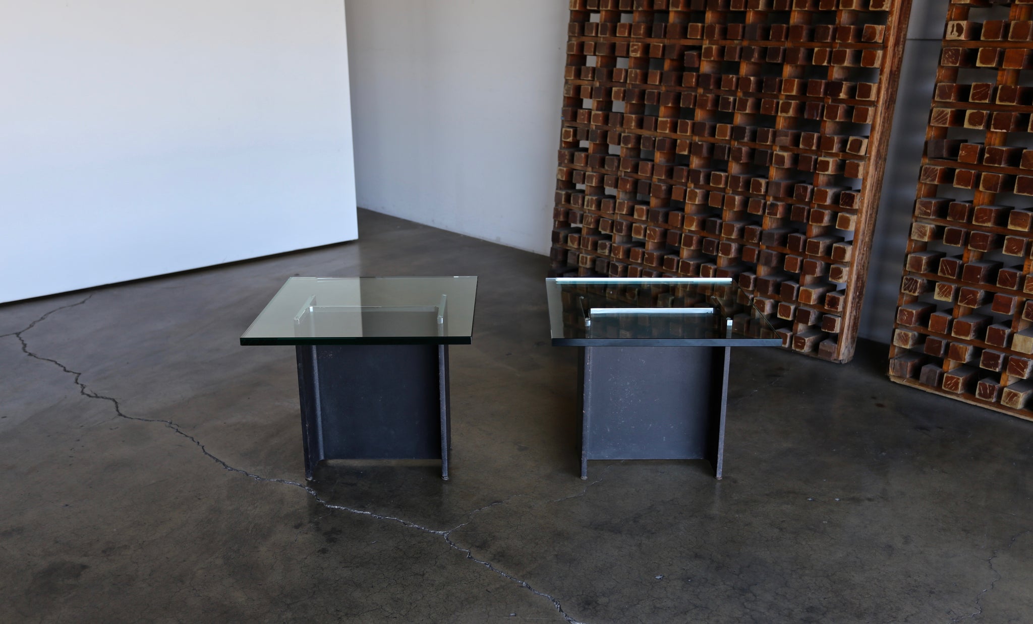 = SOLD = Gerald McCabe I Beam Side Tables Circa 1965