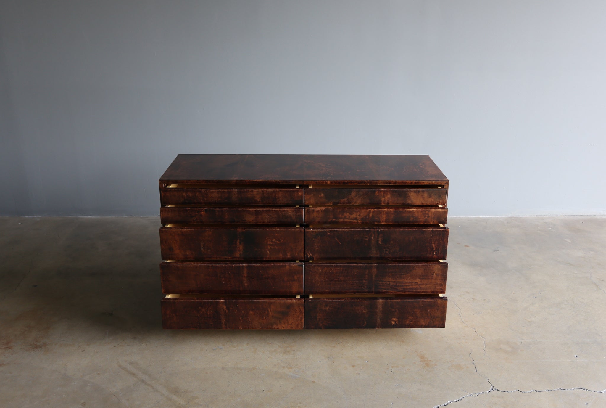 = SOLD = Aldo Tura Lacquered Goat Skin Chest of Drawers, Circa 1970