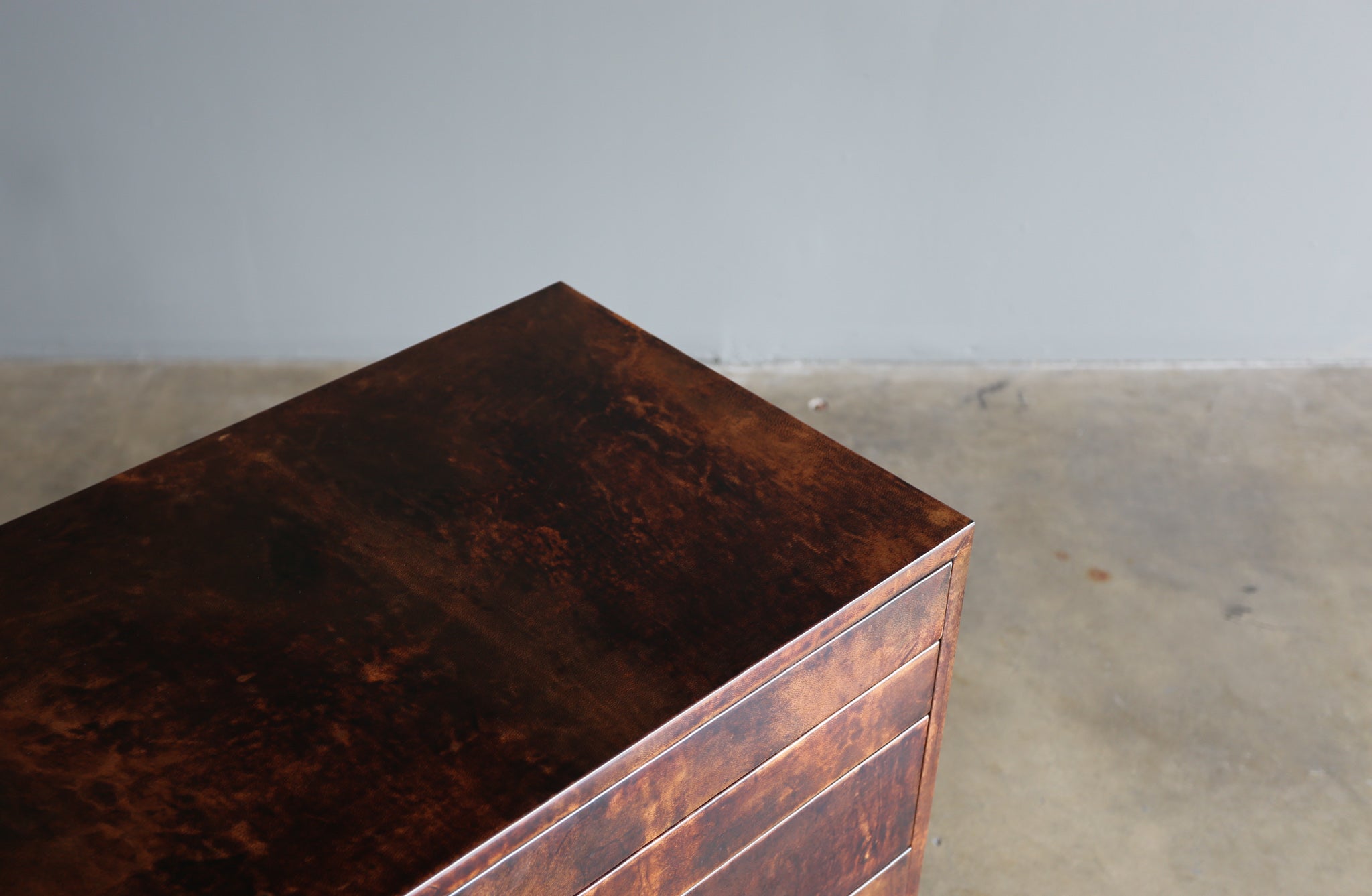 = SOLD = Aldo Tura Lacquered Goat Skin Chest of Drawers, Circa 1970