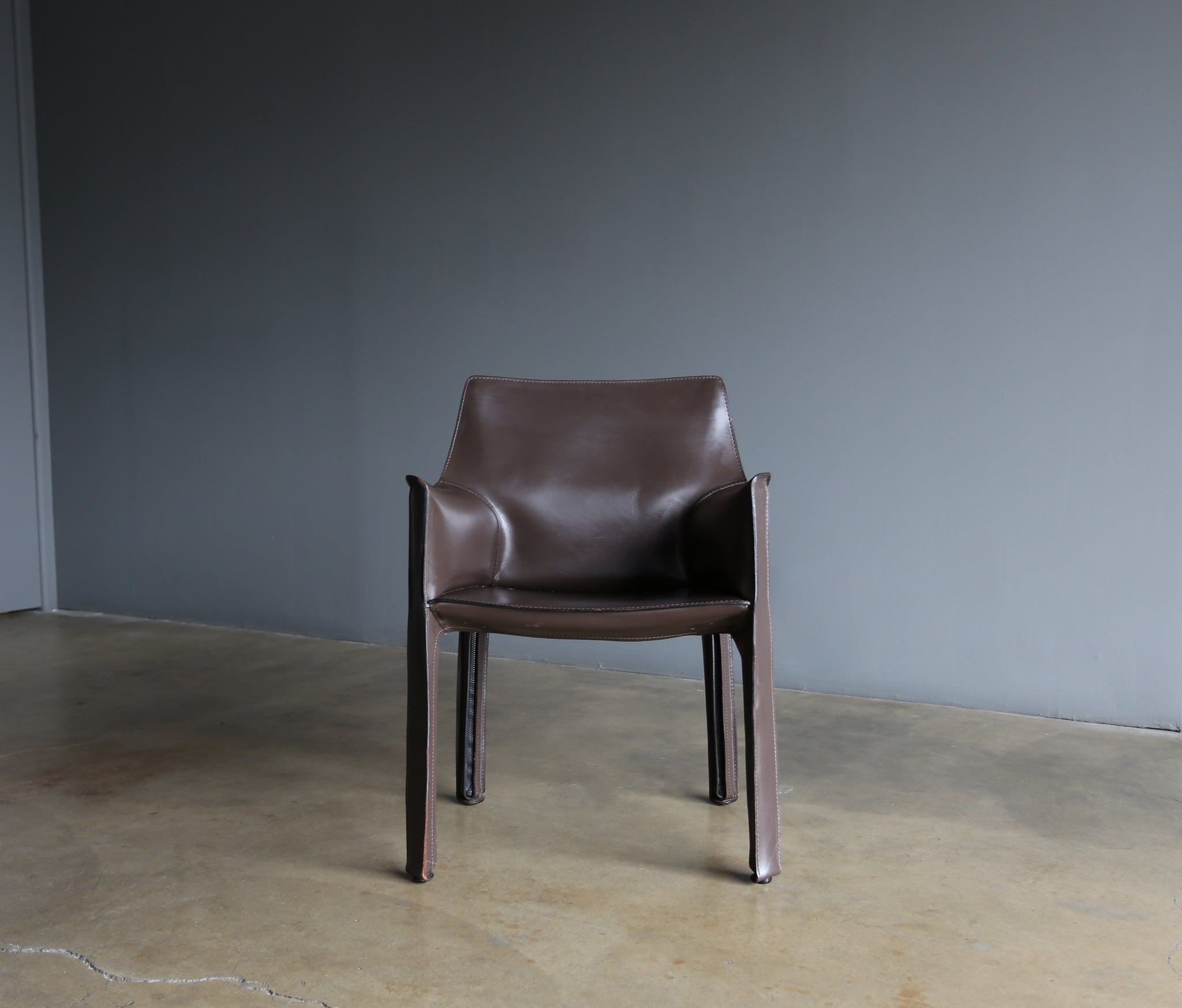 = SOLD = Mario Bellini Brown Leather "Cab" Chairs for Cassina
