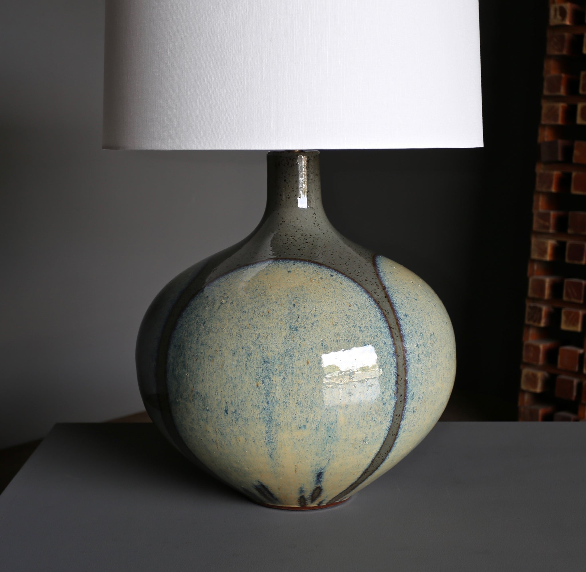 = SOLD = Large Scale David Cressey "Flame Glaze" Ceramic Lamp circa 1970