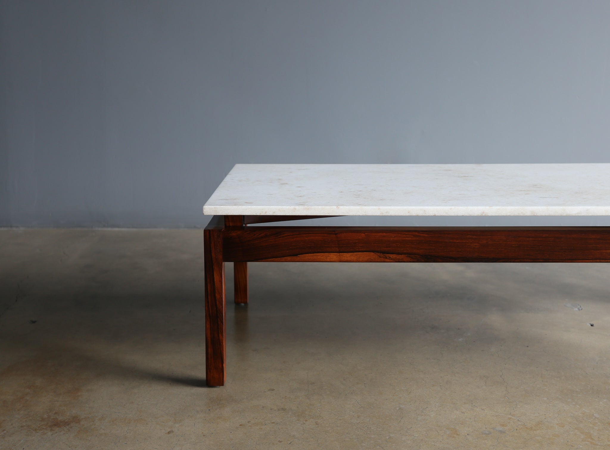 = SOLD = M.L. Magalhães Brazil Rosewood & Marble Coffee Table, circa 1960
