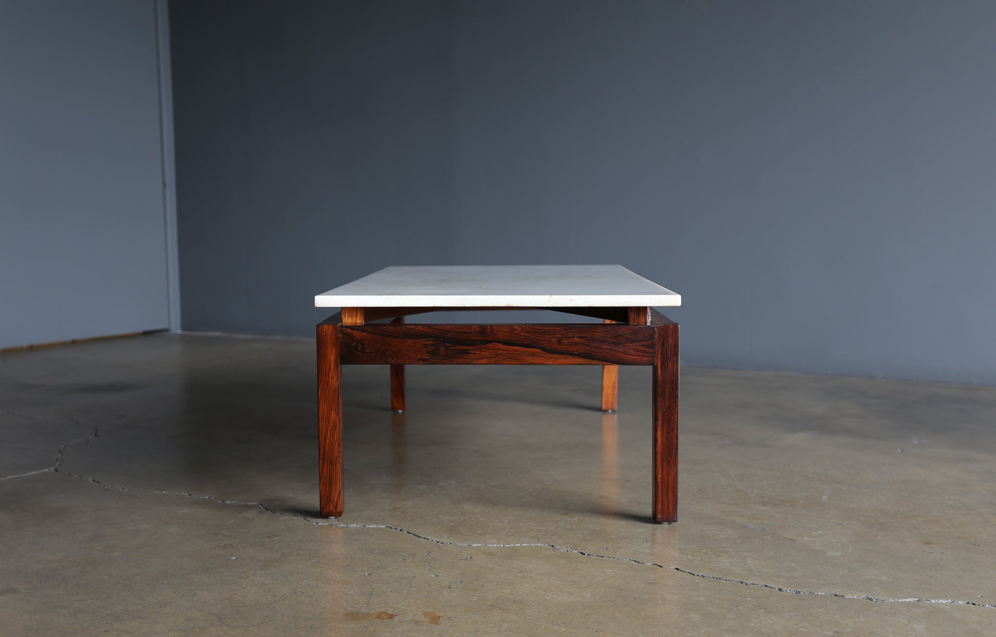 = SOLD = M.L. Magalhães Brazil Rosewood & Marble Coffee Table, circa 1960