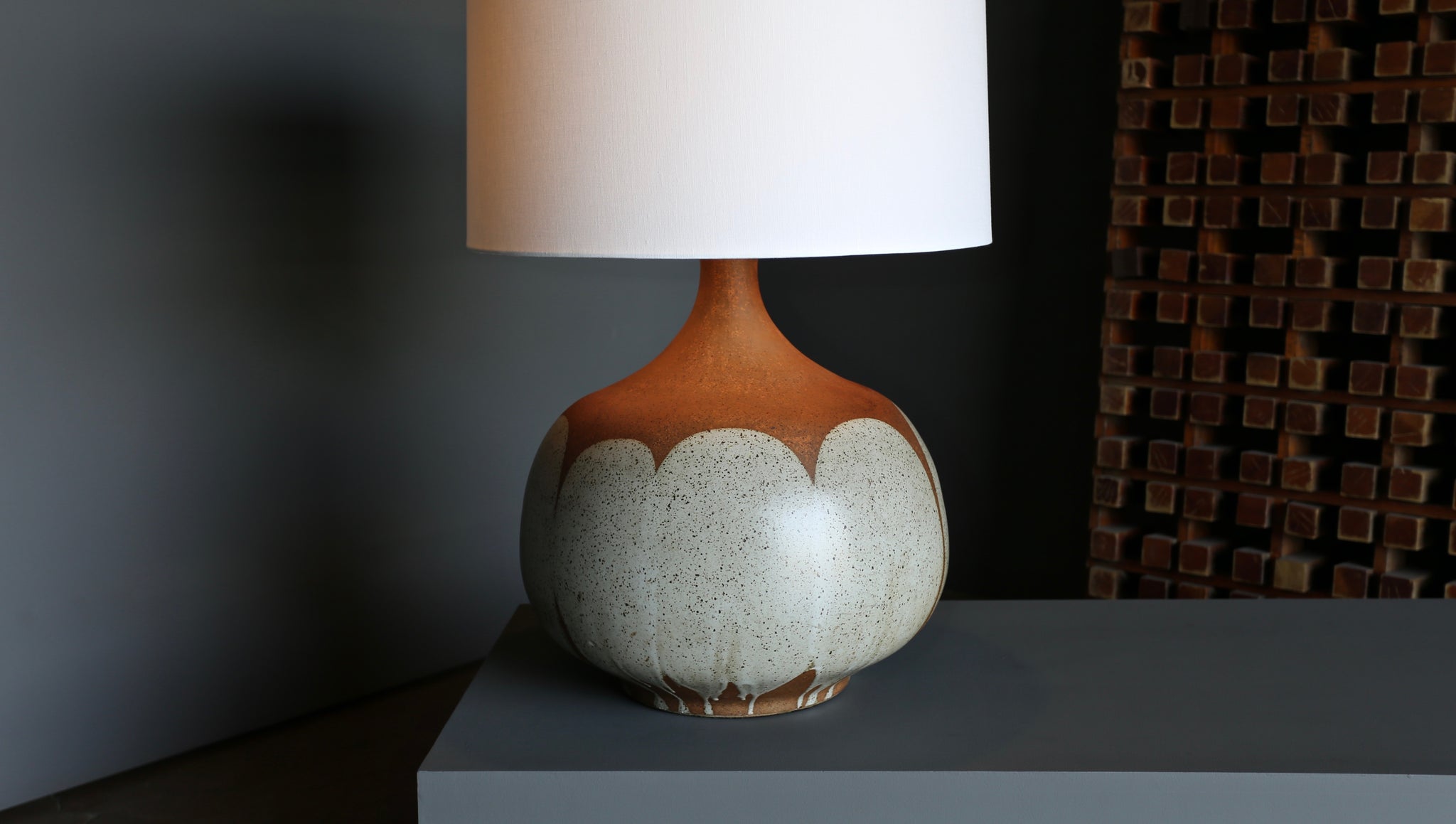 = SOLD = Large Scale David Cressey "Flame Glaze" Ceramic Lamp circa 1970
