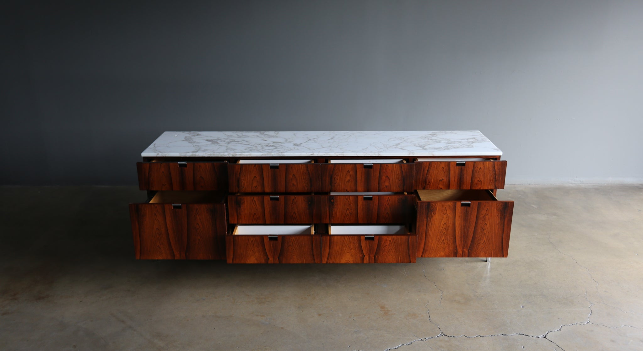 = SOLD = Florence Knoll Rosewood & Marble Credenza circa 1960