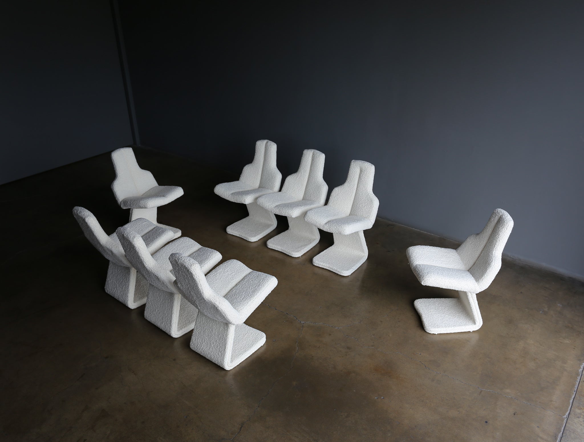 = SOLD = Gastone Rinaldi Set of Eight Dining Chairs for RIMA, Italy, c. 1975
