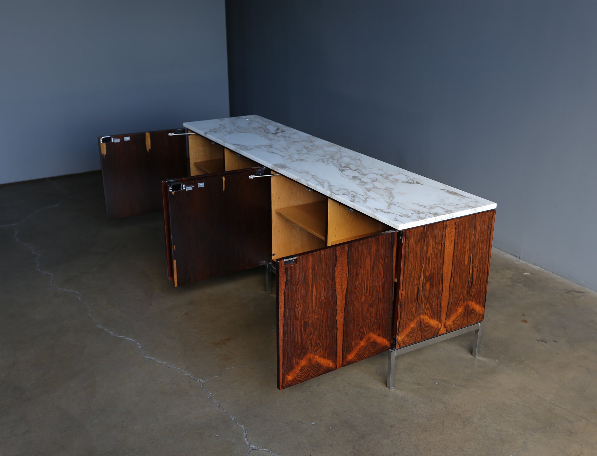 = SOLD = Florence Knoll Rosewood & Marble Credenza circa 1960