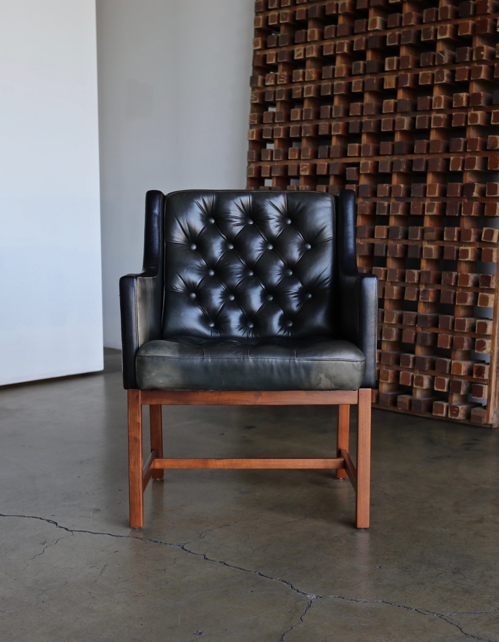 = SOLD = Karl Erik Ekselius Tufted Leather Chairs for JOC, circa 1960