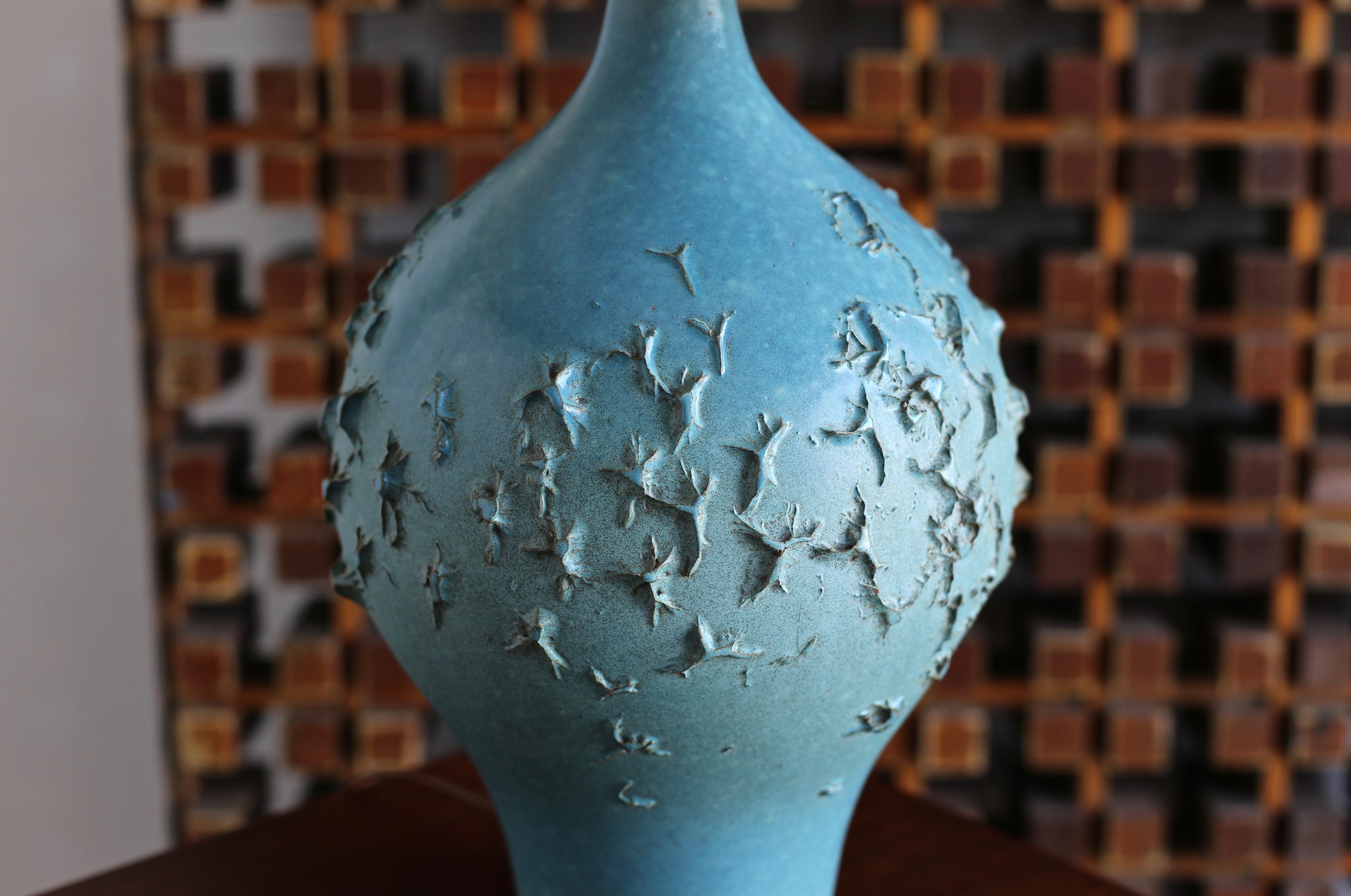 = SOLD = Lee Rosen for Design Technics Blue Ceramic Lamp circa 1960