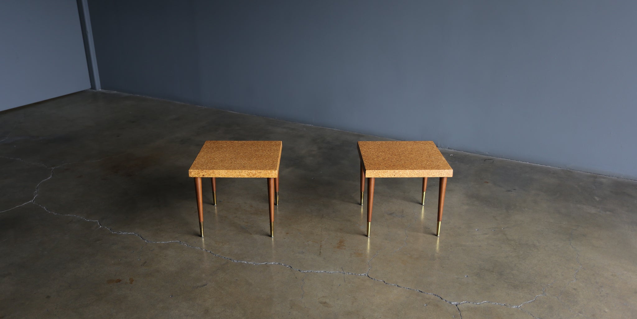 = SOLD = Paul Frankl Cork Side Tables for Johnson Furniture Company, circa 1950