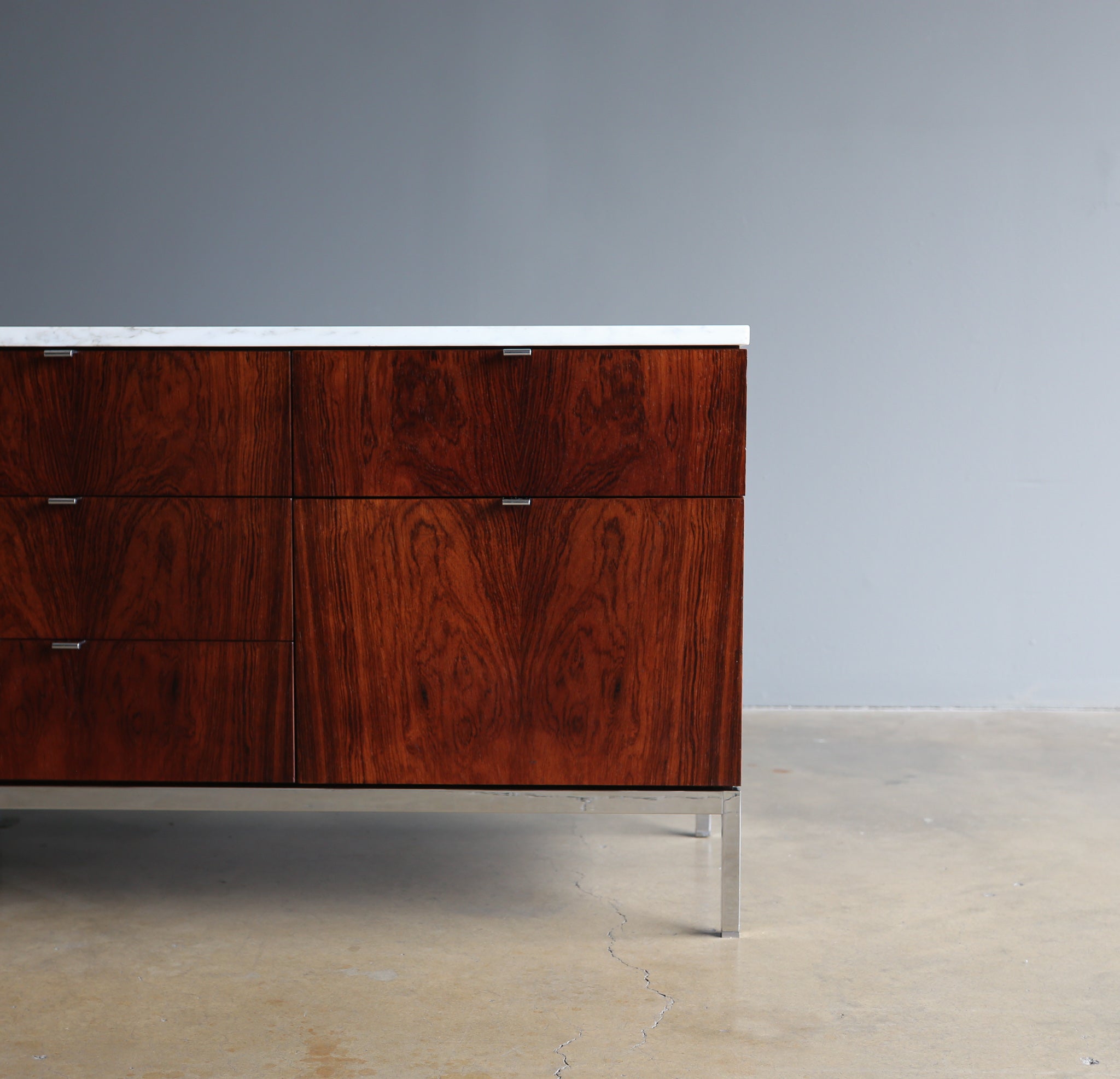 = SOLD = Florence Knoll Rosewood & Marble Credenza / Welton Becket & Associates Office