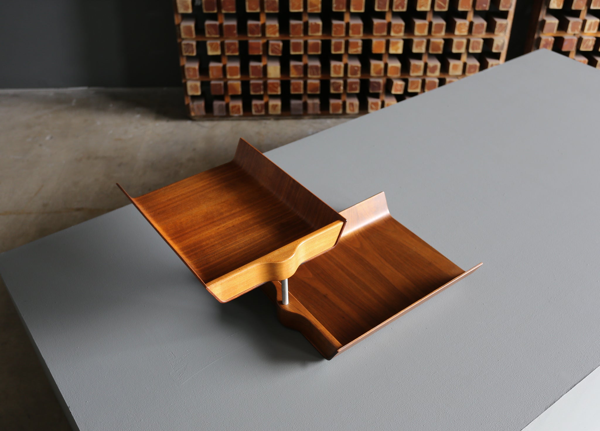 = SOLD = Florence Knoll Molded Plywood Architectural Letter Tray, circa 1960