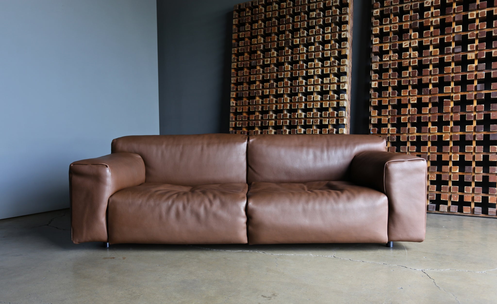 = SOLD = Piero Lissoni Leather " Softwall " Sofa for Living Divani circa 2006