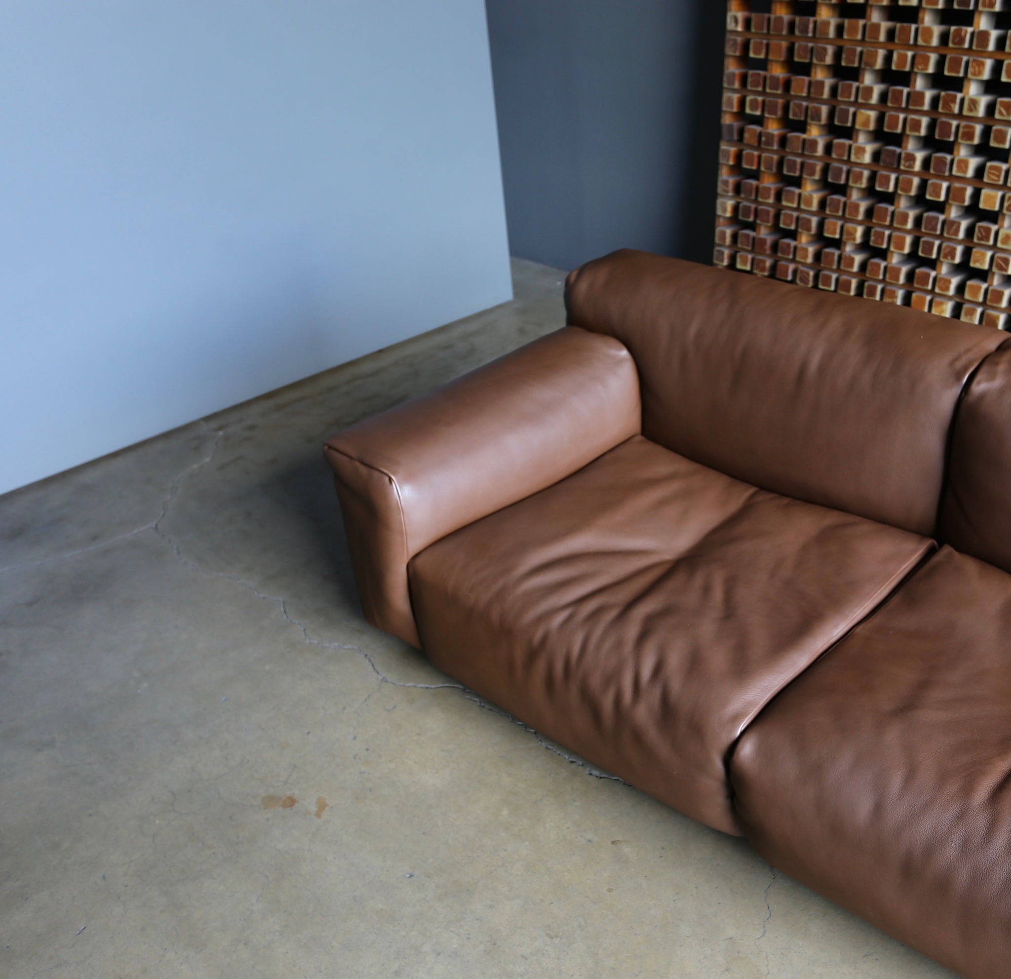 = SOLD = Piero Lissoni Leather " Softwall " Sofa for Living Divani circa 2006