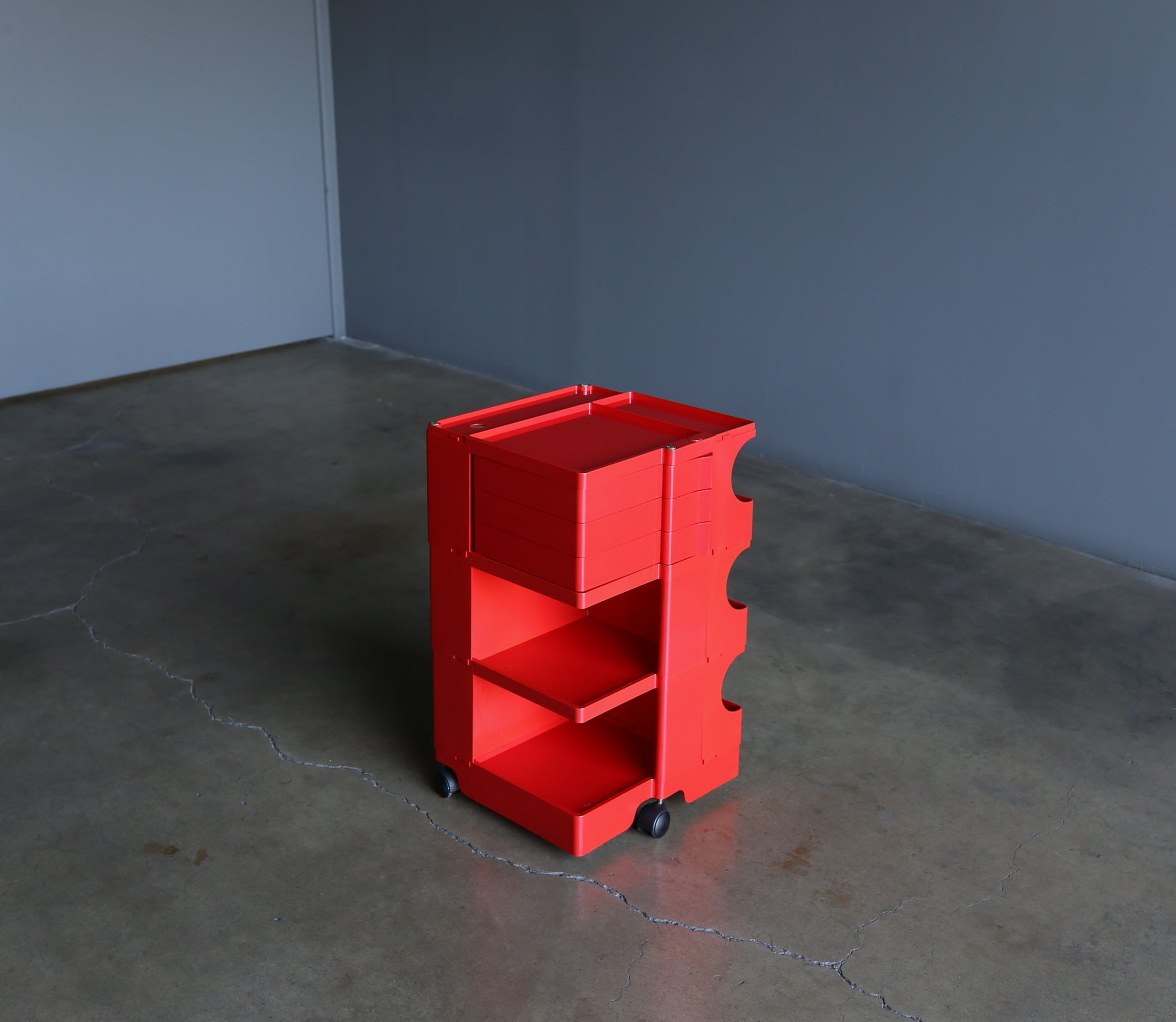 = SOLD = Joe Colombo Red Boby 3 Portable Storage System for Bieffeplast, circa 1969
