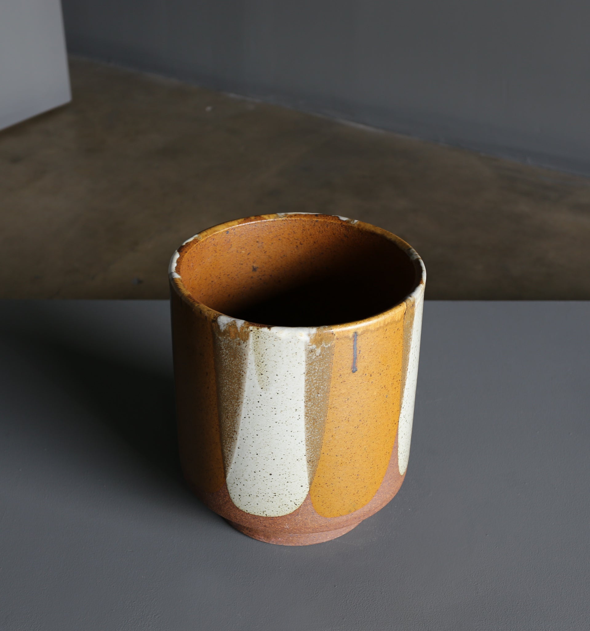 = SOLD = David Cressey " Flame " Glaze Planter for Architectural Pottery circa 1970