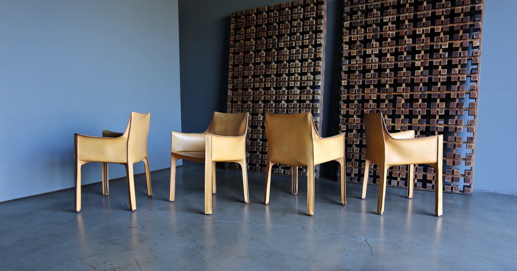 = SOLD = Mario Bellini Set of Four Leather "Cab" Chairs for Cassina